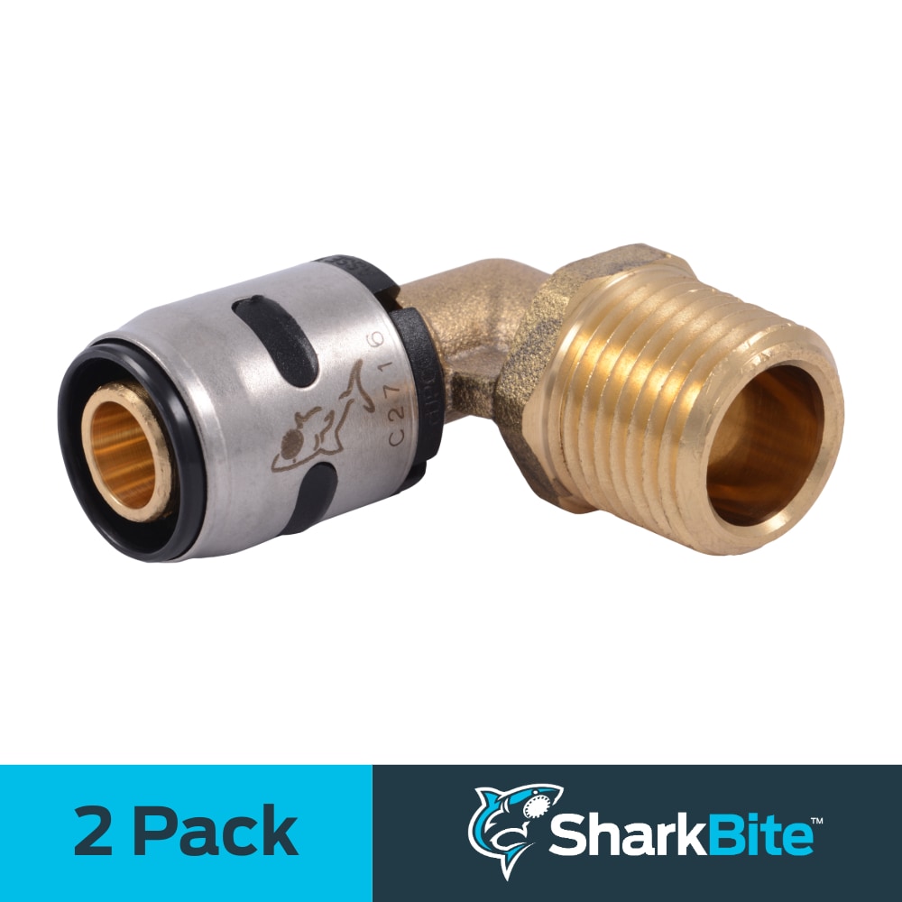 SharkBite K280Z2 EvoPEX 1/2-in Push-to-Connect x 1/2-in MNPT 90-Degree Male Elbow (2-Pack)