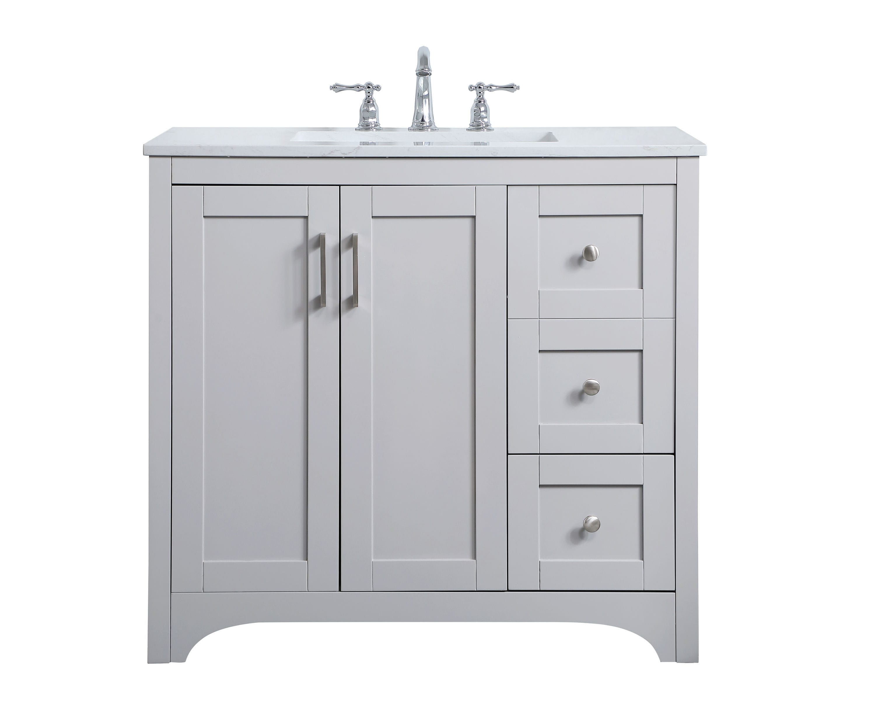 Gray 36" Single Bathroom Vanity with Quartz Top