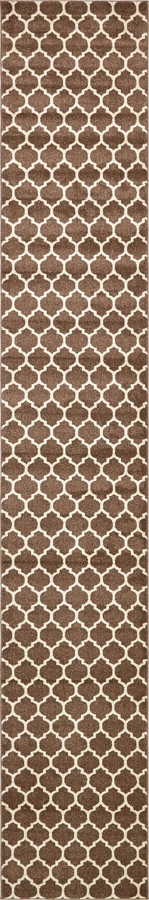 Unique Loom 3128528 Philadelphia Trellis 2 x 16 (ft) Loomed Polypropylene Brown/Beige Rectangular Indoor Geometric Industrial Runner rug