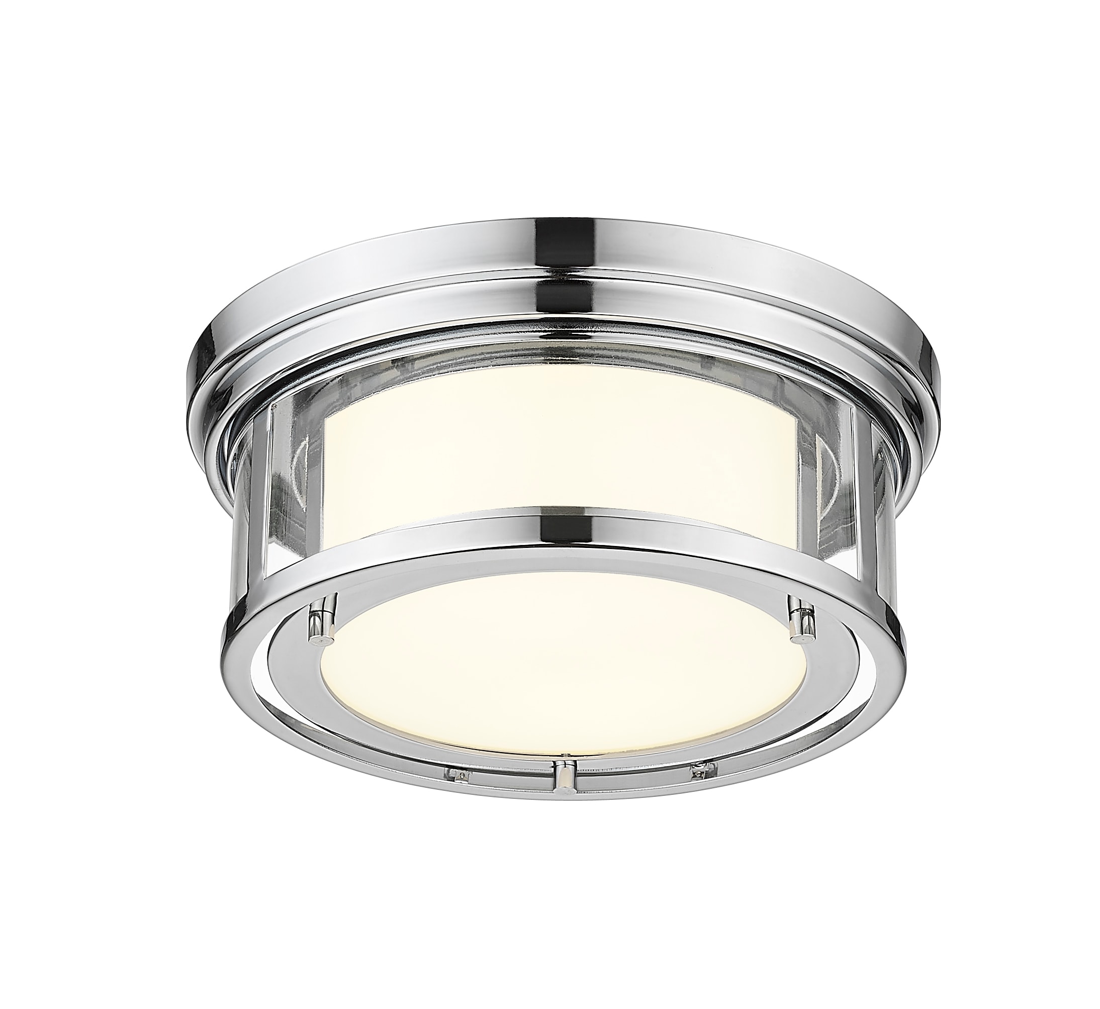 Willow 12" Chrome Drum Flush Mount with Opal & Clear Glass