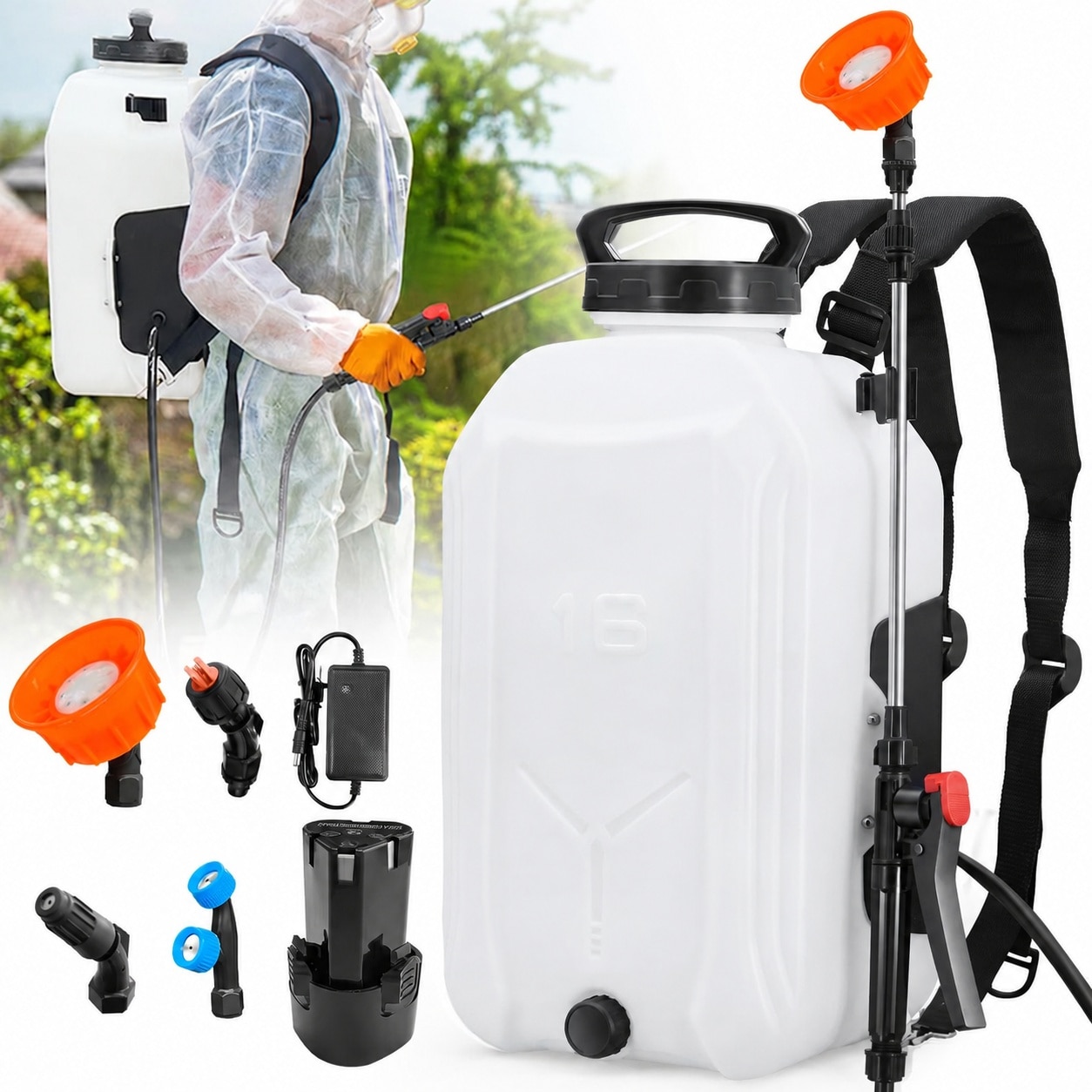 ITOPFOX Backpack Garden Sprayer 4 Gallon Electric Powered with ...