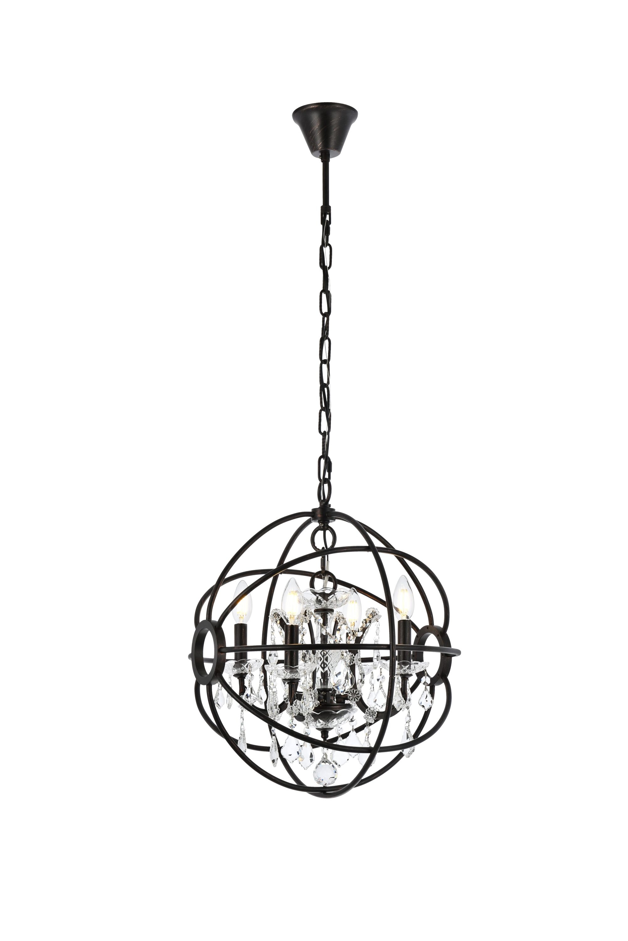 Geneva Dark Bronze 4-Light Pendant with Clear Crystal