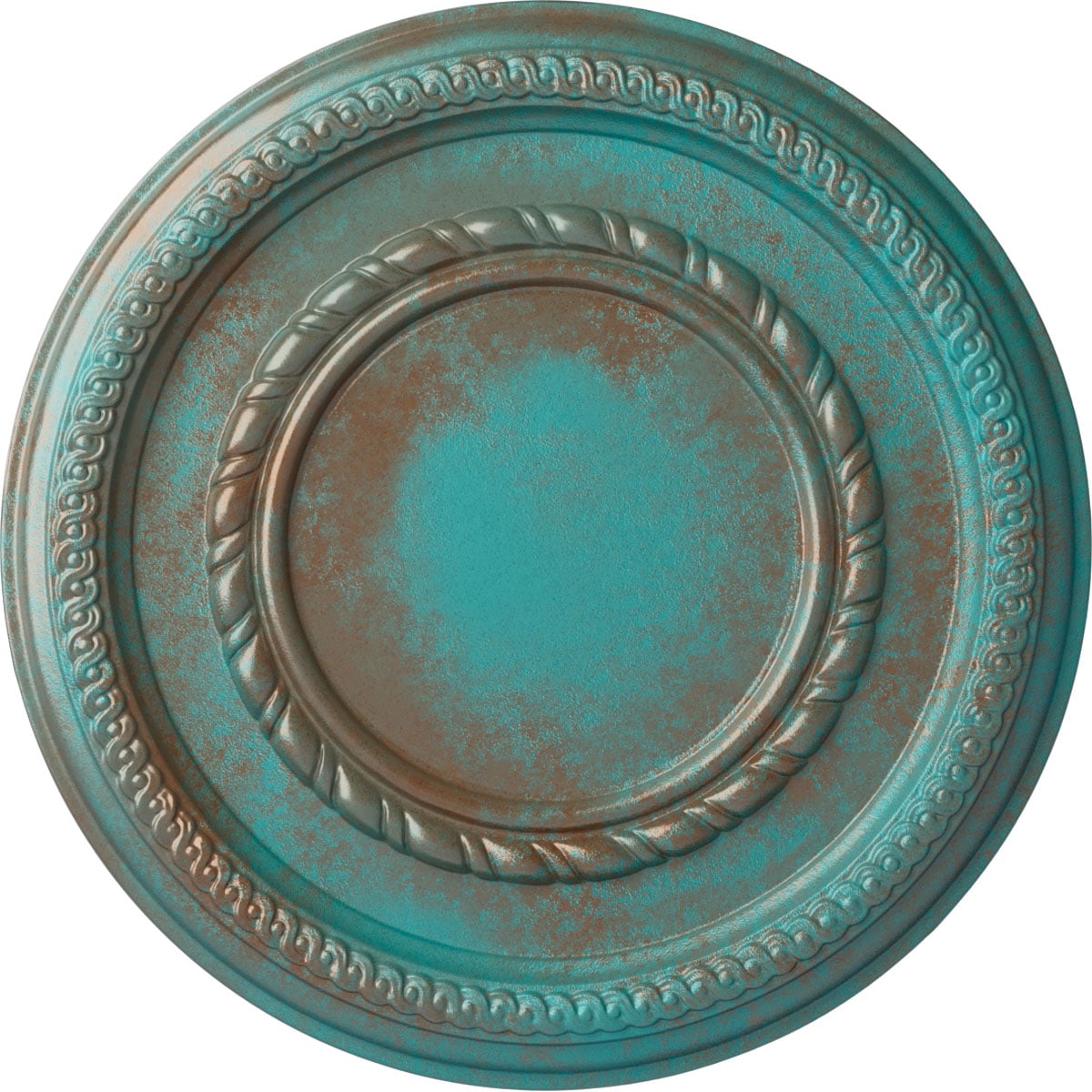 Ekena Millwork CM12FECGS Federal Roped Small 12.5-in W x 12.5-in L Painted Copper Green Patina Polyurethane Whole Ceiling Medallion