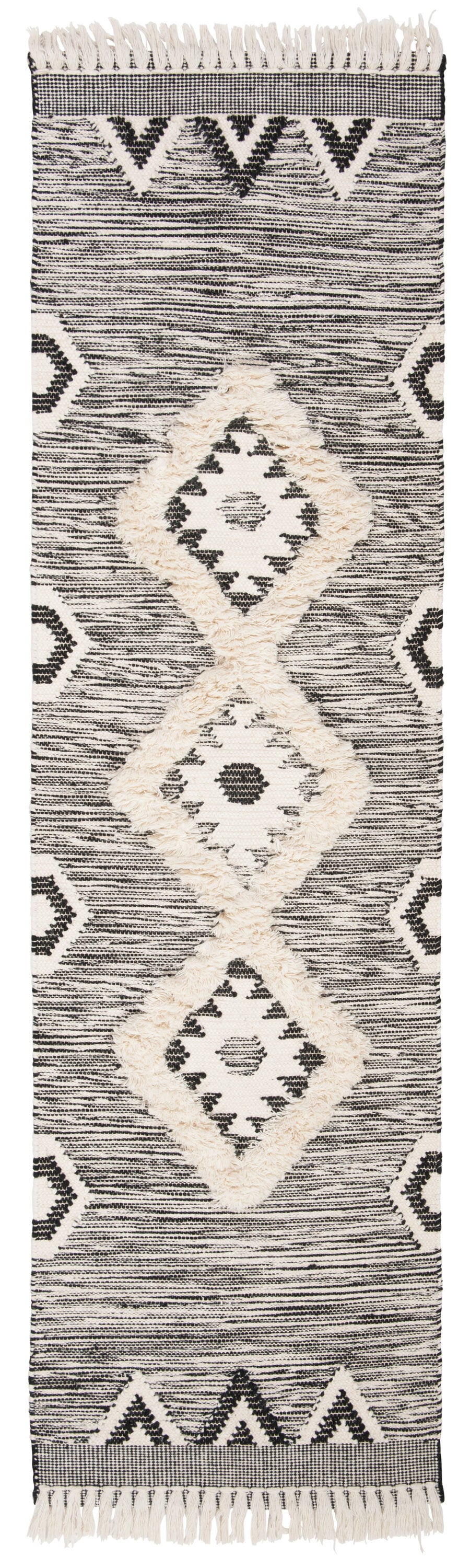 Kenya Tribal Black Wool 27" Hand-Knotted Decorative Runner