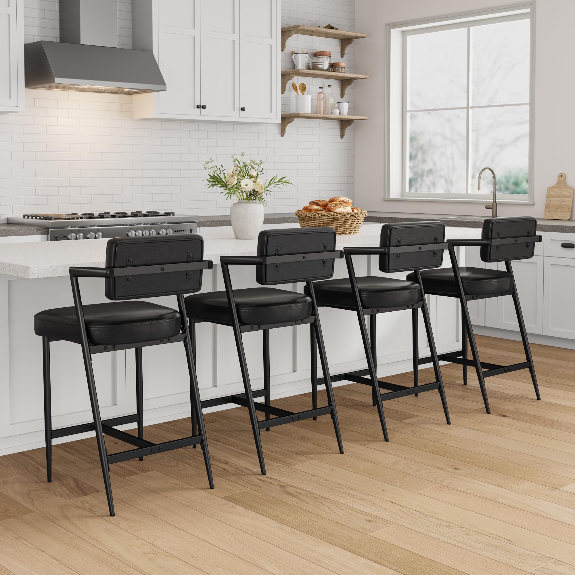 IdealHouse Set Of 2 Bar Stools 27 Inch Counter Height Lounge Chairs ...