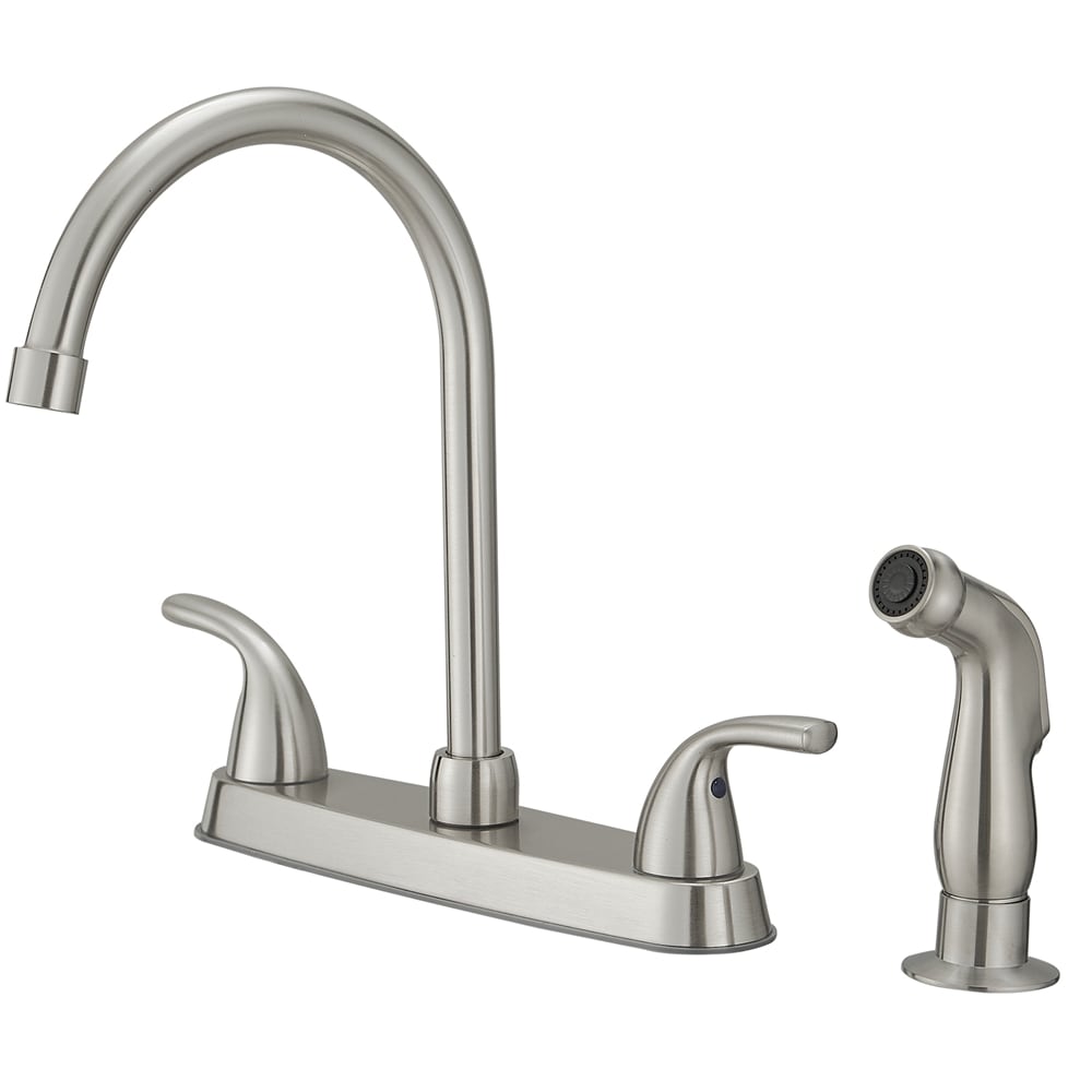 BWE A-92010-N Brushed Nickel Double Handle Deck-mount Kitchen Faucet with Sprayer ( Deck Plate Included )