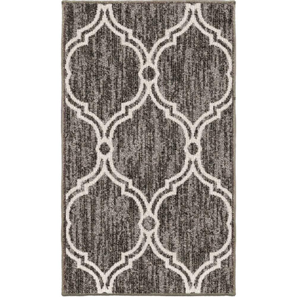 allen + roth 397246 Daislen 2 x 3 (ft) Polypropylene Grey Rectangular Indoor Geometric Farmhouse/Cottage Throw rug