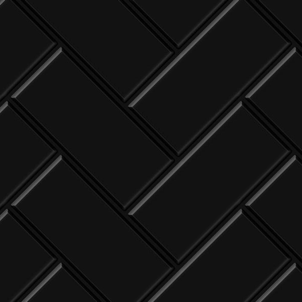 Tic Tac Tiles Thicker Herringbone Black 12-in x 12-in Glossy PVC ...