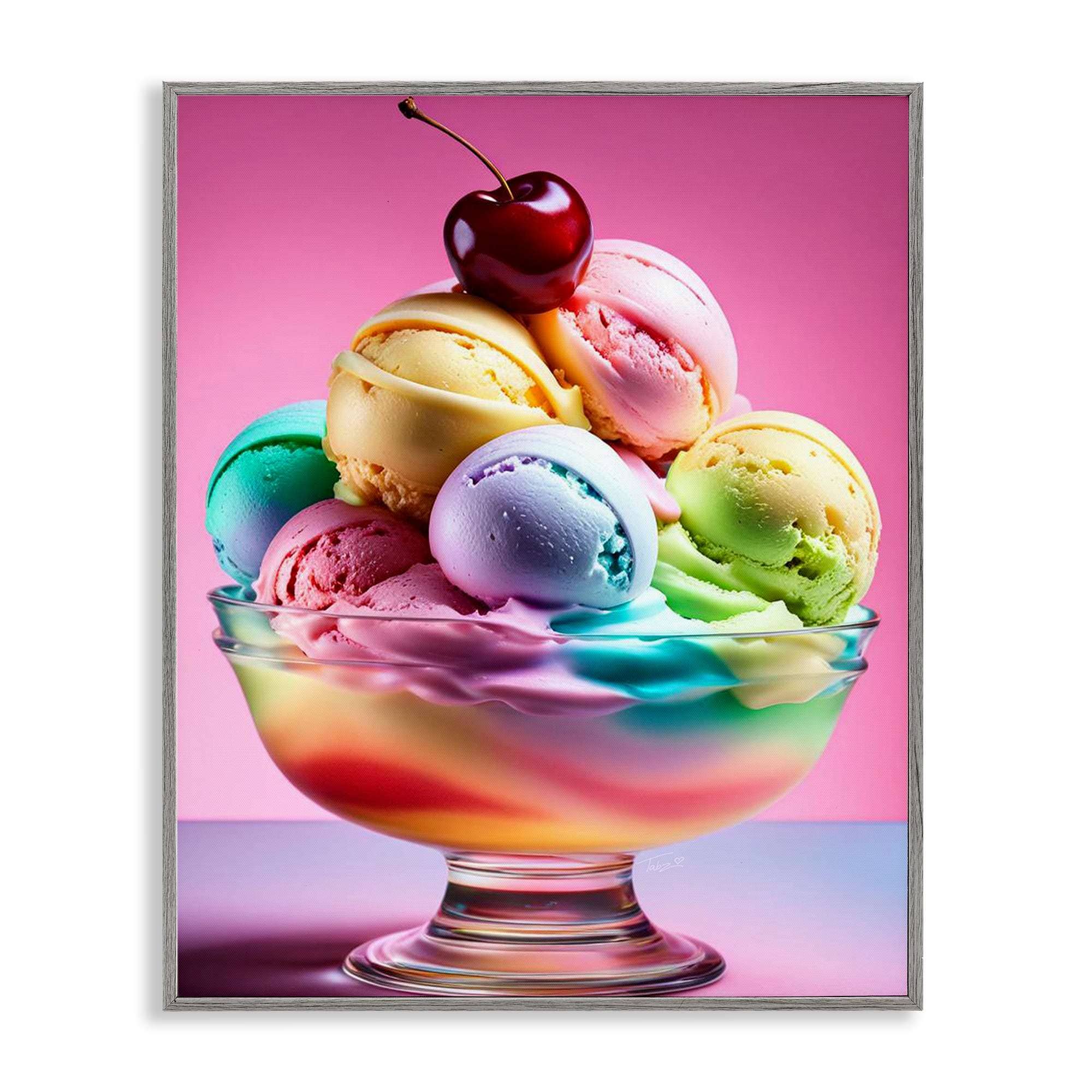 Stupell Industries BT-370-GFF-24X30 Rainbow Hued Sundae Dessert Gray Framed Giclee Art By Tabz Jones 24 x 30