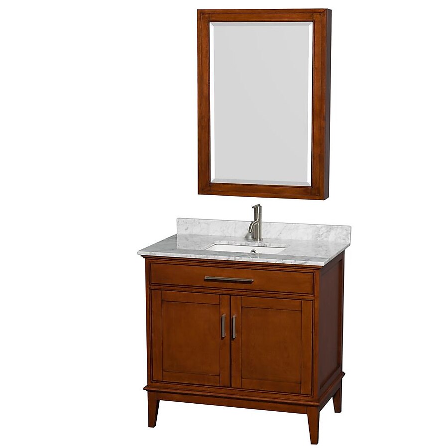 Wyndham Collection Hatton 36-in Light Chestnut Bathroom Vanity Cabinet Wyndham Collection Hatton 36-in Light Chestnut Bathroom Vanity Cabinet