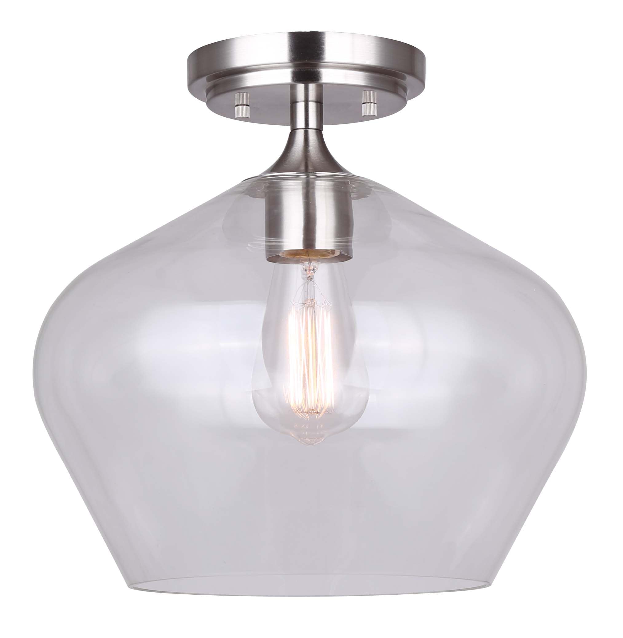 Canarm IFM1102A12BN Conall 1 -Light 11.75-in Brushed Nickel Semi Flush Mount Light