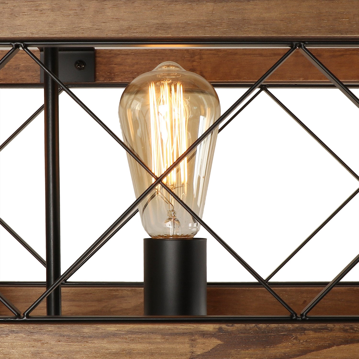 Rustic Black and Brown Wood Cage 5-Light Chandelier