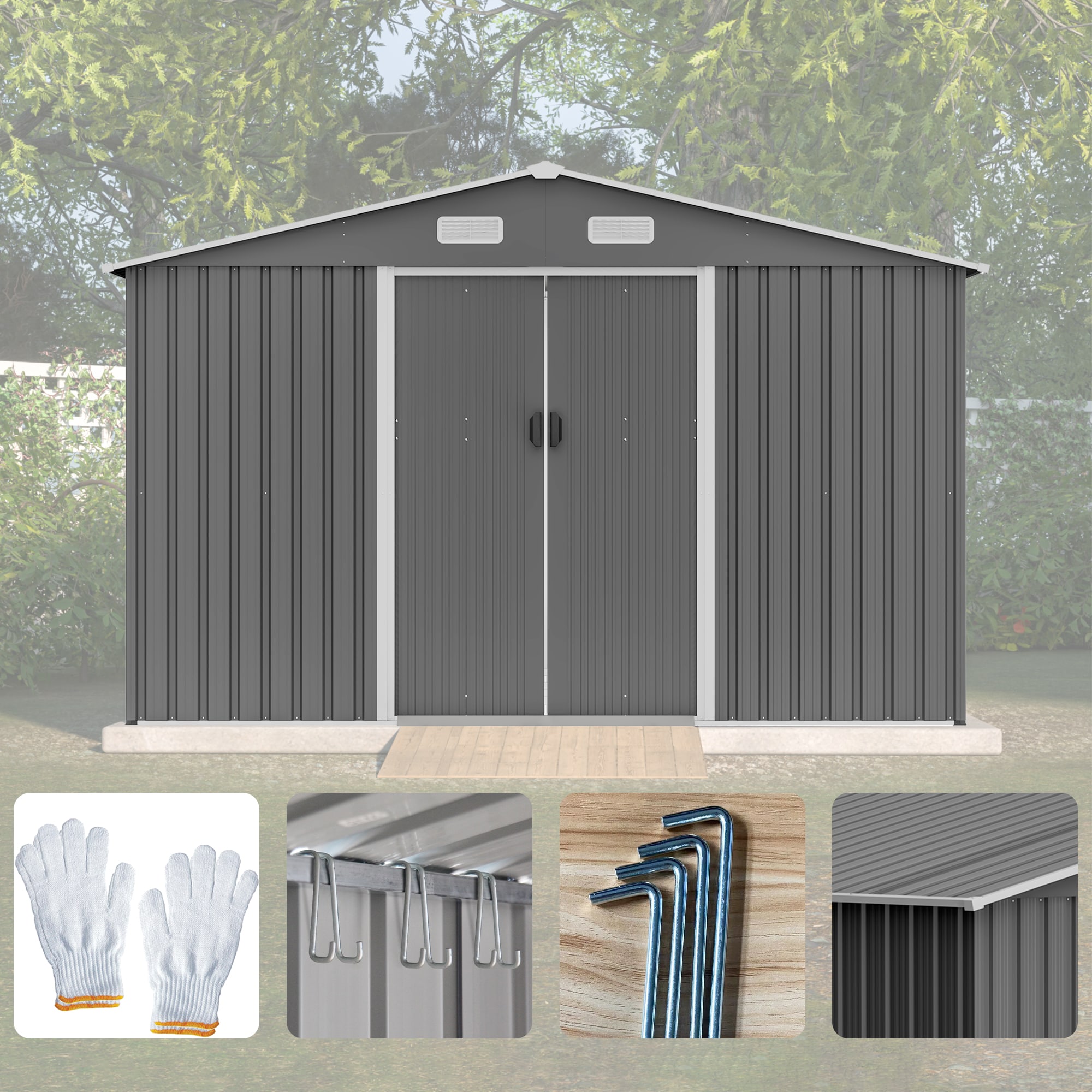 WELLFOR TWSG018-GR Metal-Storage-Buildings-Sheds - View #10
