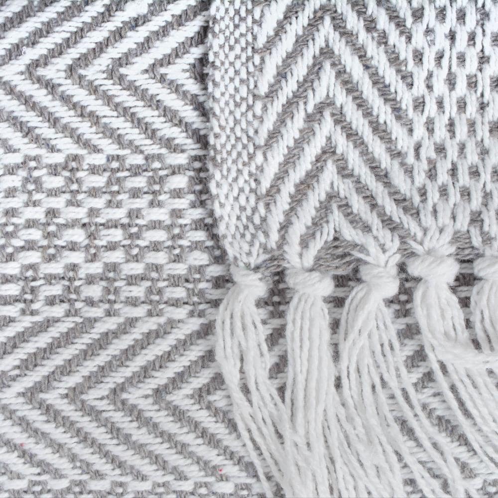 Cozy Cotton Sherpa Throw Blanket 50x60, Machine Washable, Gray