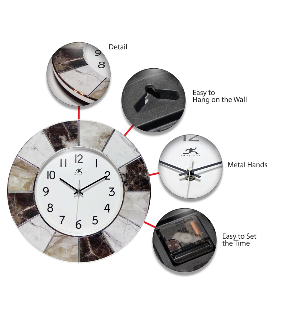 Infinity Instruments 16 in. Round Marble-Look Wall Clock in the Clocks ...