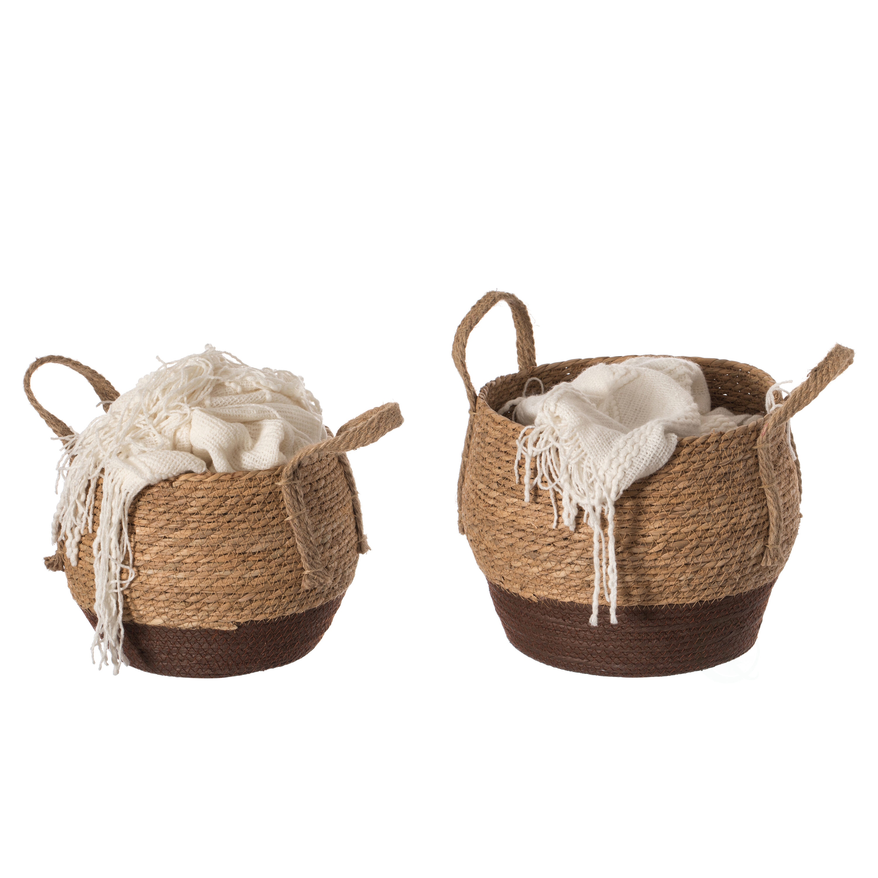 Wickerwise QI004173.2 2 -Pack ( 13-in W x 12-in H x 13-in D ) Brown Maize Basket