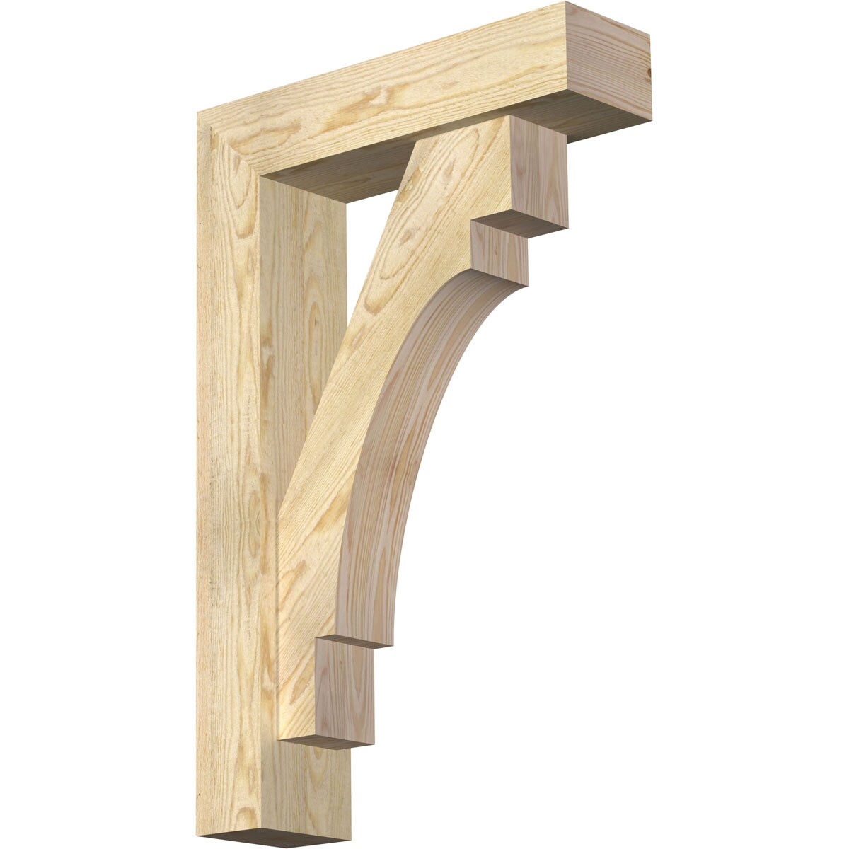 Ekena Millwork 1463244 Merced block rough sawnbracket with offset brace 6-in x 22-in x 34-in Douglas fir Brown Wood Standard bracket