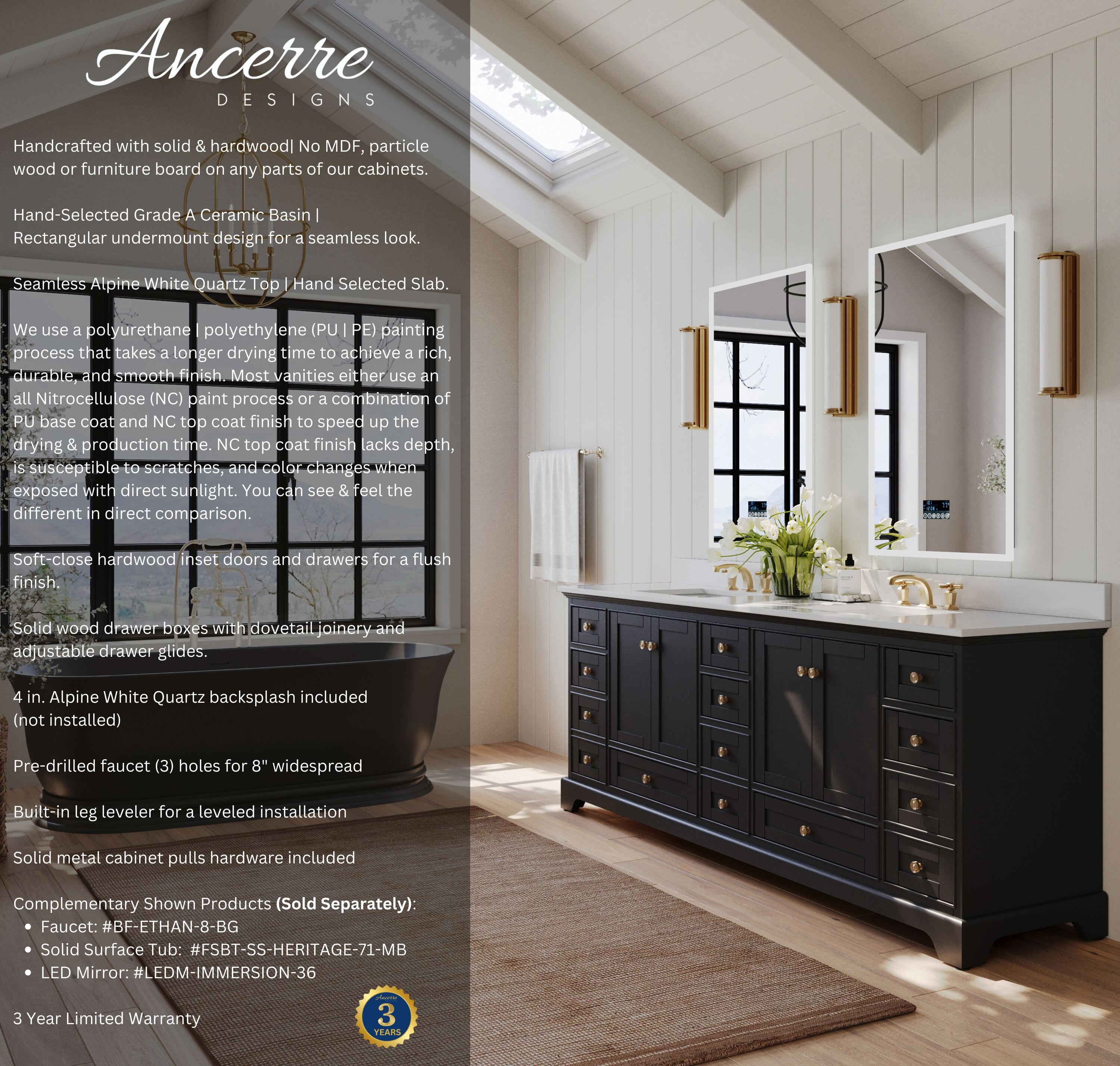 Ancerre Designs VTSAUDREY84BO-QCL-GD Bath-Vanity-Combo - View #2