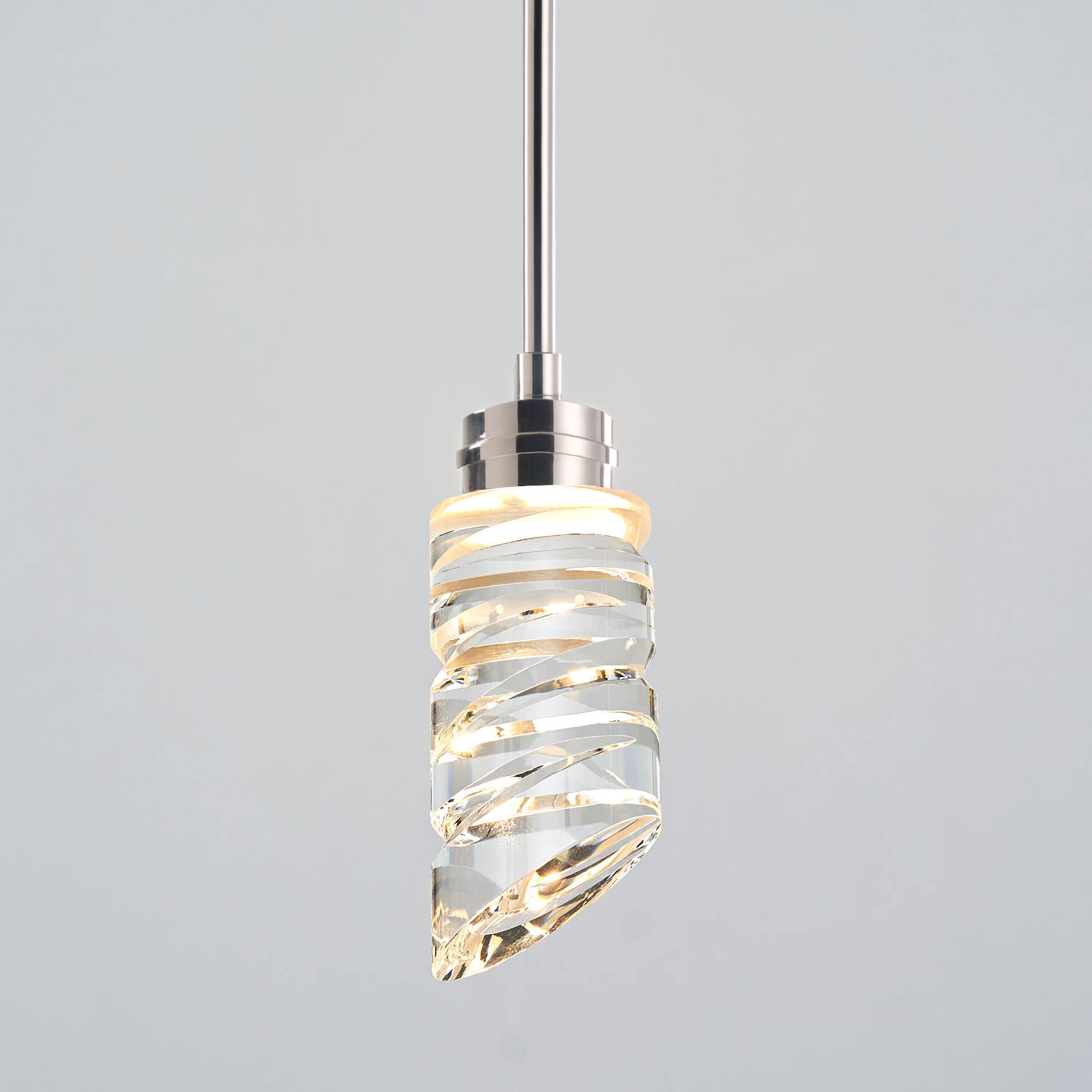 Elegant Mini LED Crystal Pendant Light in Polished Nickel