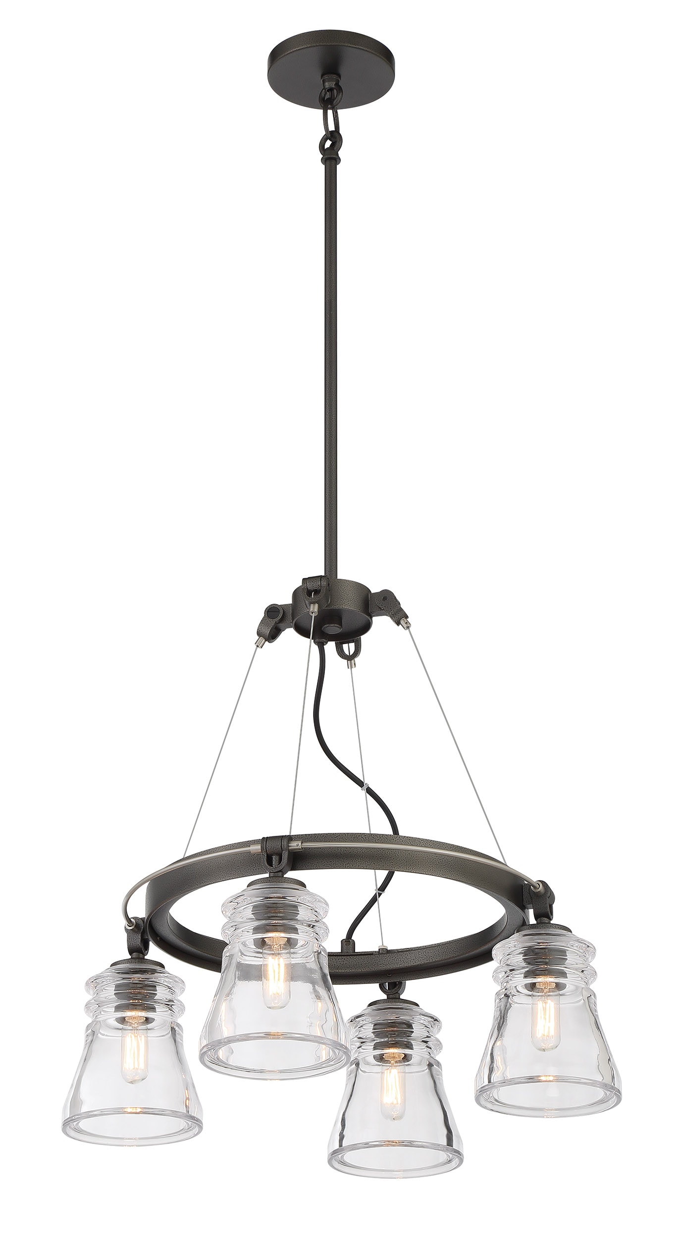 Graham Avenue Smoked Iron & Brushed Nickel 4-Light Chandelier