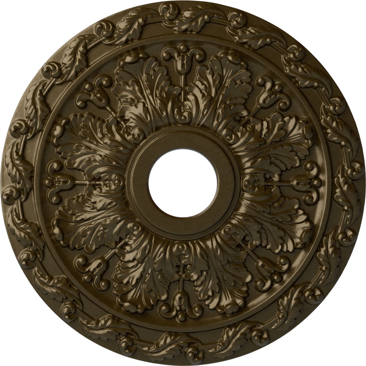 Ekena Millwork CM19SPBRS Spring Leaf 19.875-in W x 19.875-in L Painted Brass Polyurethane Whole Ceiling Medallion