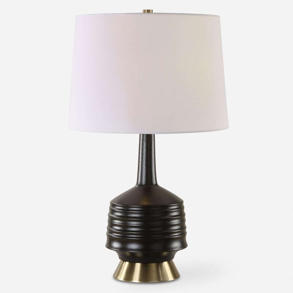Uttermost 2726915 30353-1 Foster Table Lamp Textured Black Glaze and Antique Brass