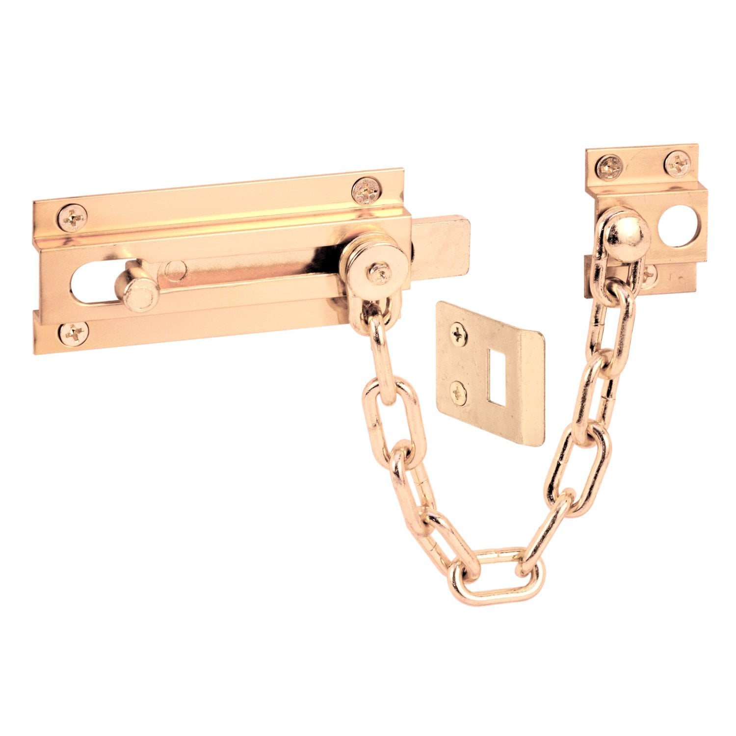 Prime-Line U 9911 Chain Door Guard with Slide Bolt Solid Brass (Single Pack) #U9911-E00A-E00A