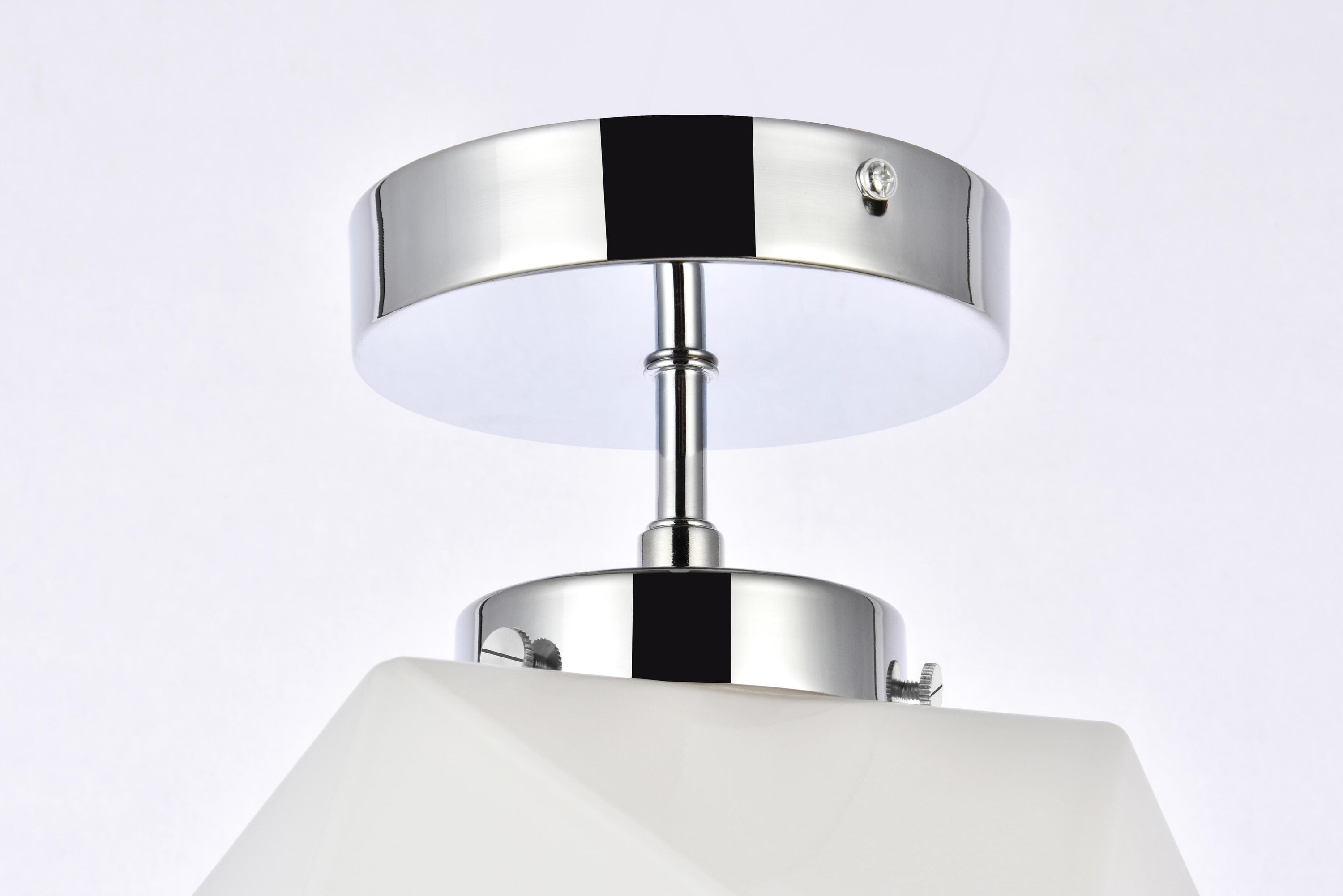 Lawrence Chrome and White Glass 1-Light Flush Mount