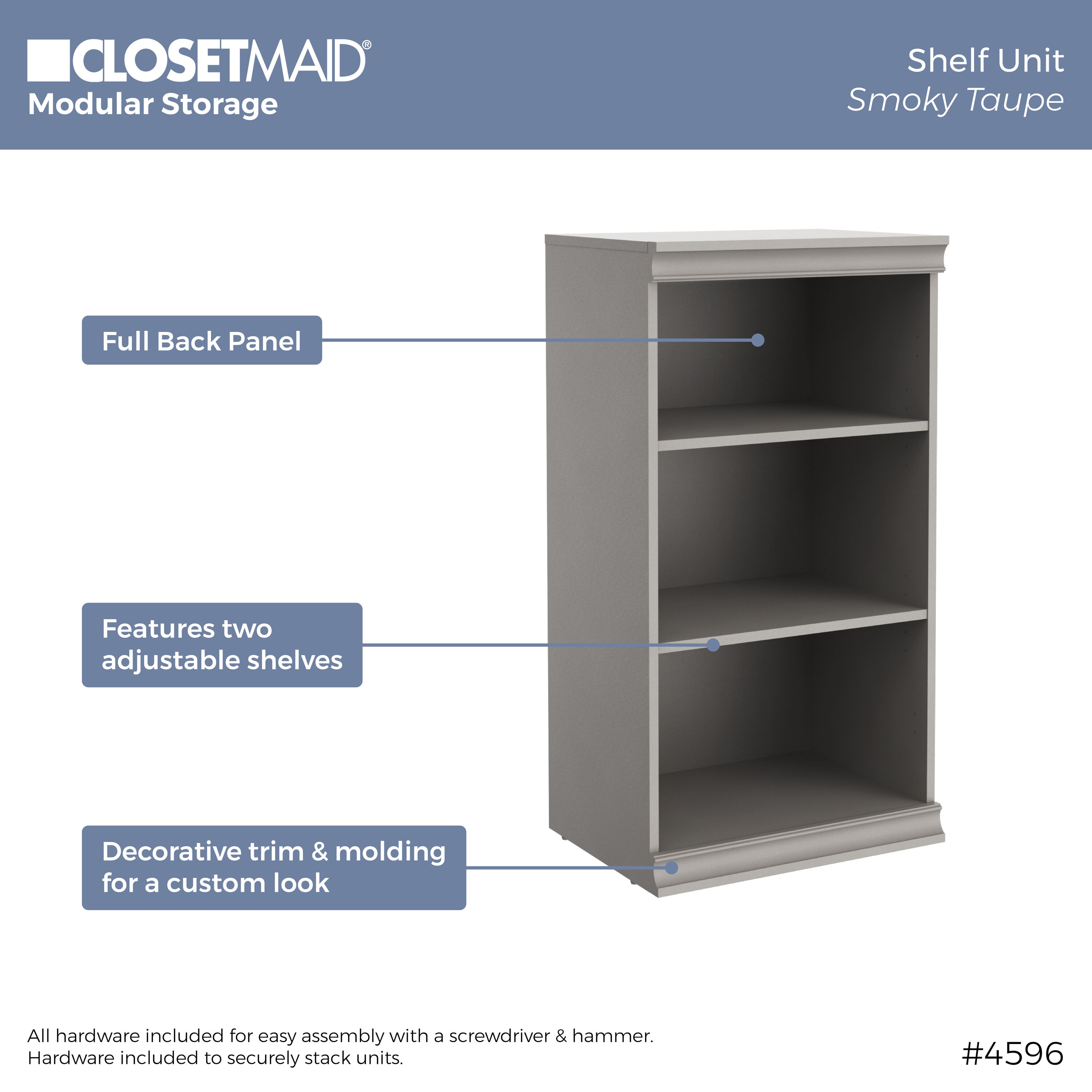 ClosetMaid Modular Storage 4.78-ft to 4.78-ft W x 6.7-ft H Smoky Taupe ...