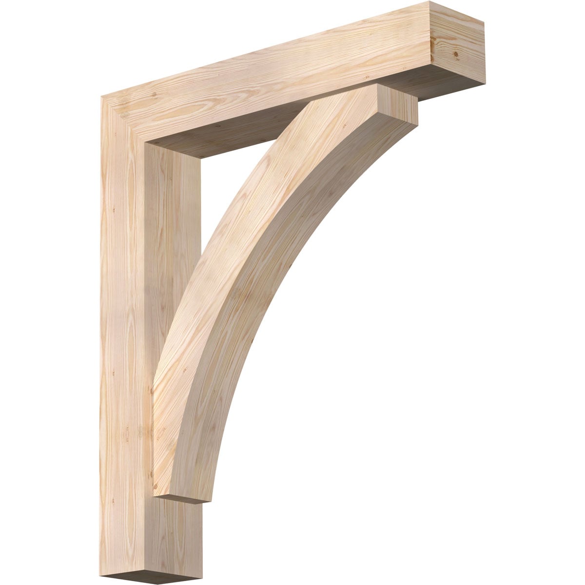 Ekena Millwork 1464200 Thorton Block Smooth Bracket with Offset Brace Douglas Fir Wood Standard Bracket