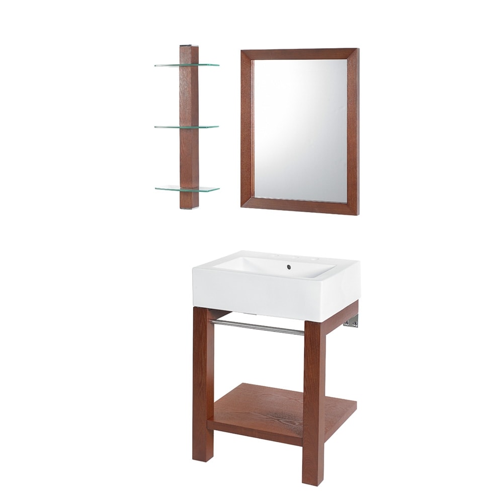 DECOLAV 2550-8CWH-CGN Bathroom Furniture 34-in H Cognac Vitreous China (24-in x 20-in)