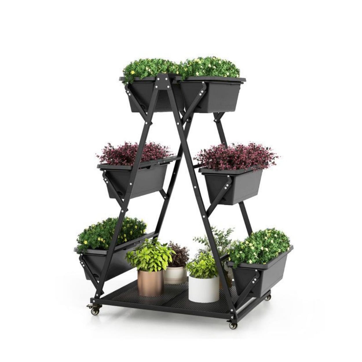AHIOU HOME ZAAHD-HQ58KUPP Rectangle 23-in W Extra Large Black Mixed/Composite Contemporary/Modern Indoor/Outdoor Raised planter box with Drainage Holes