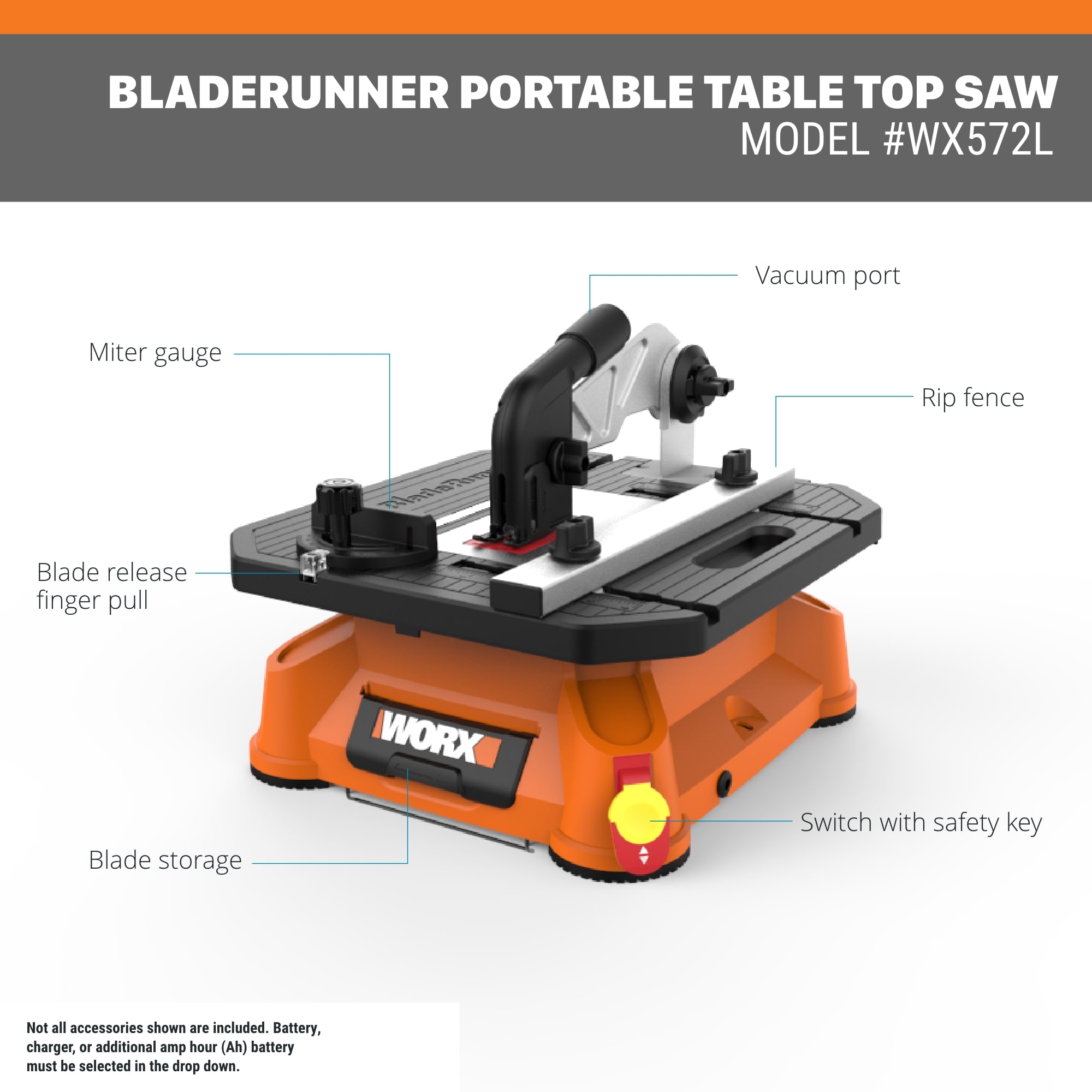 WORX BladeRunner 4-in Spring Steel Blade 5.5-Amp Portable Table Saw