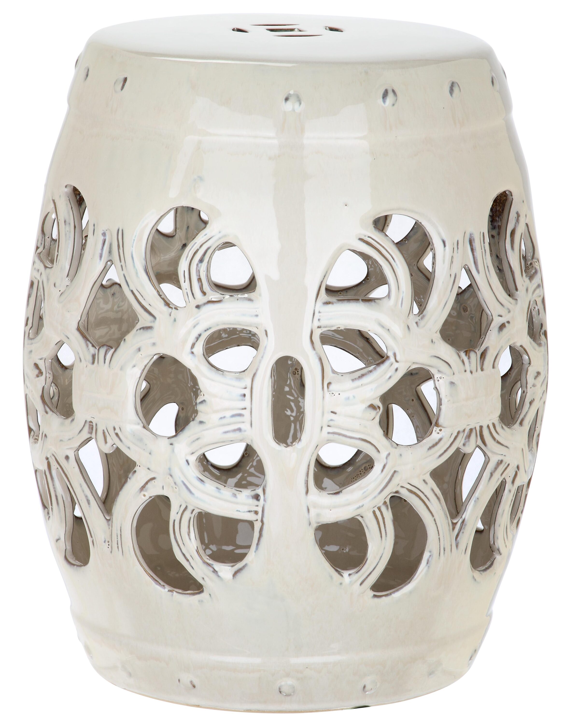 Safavieh ACS4539B 18-in Cream Ceramic Barrel Garden Stool