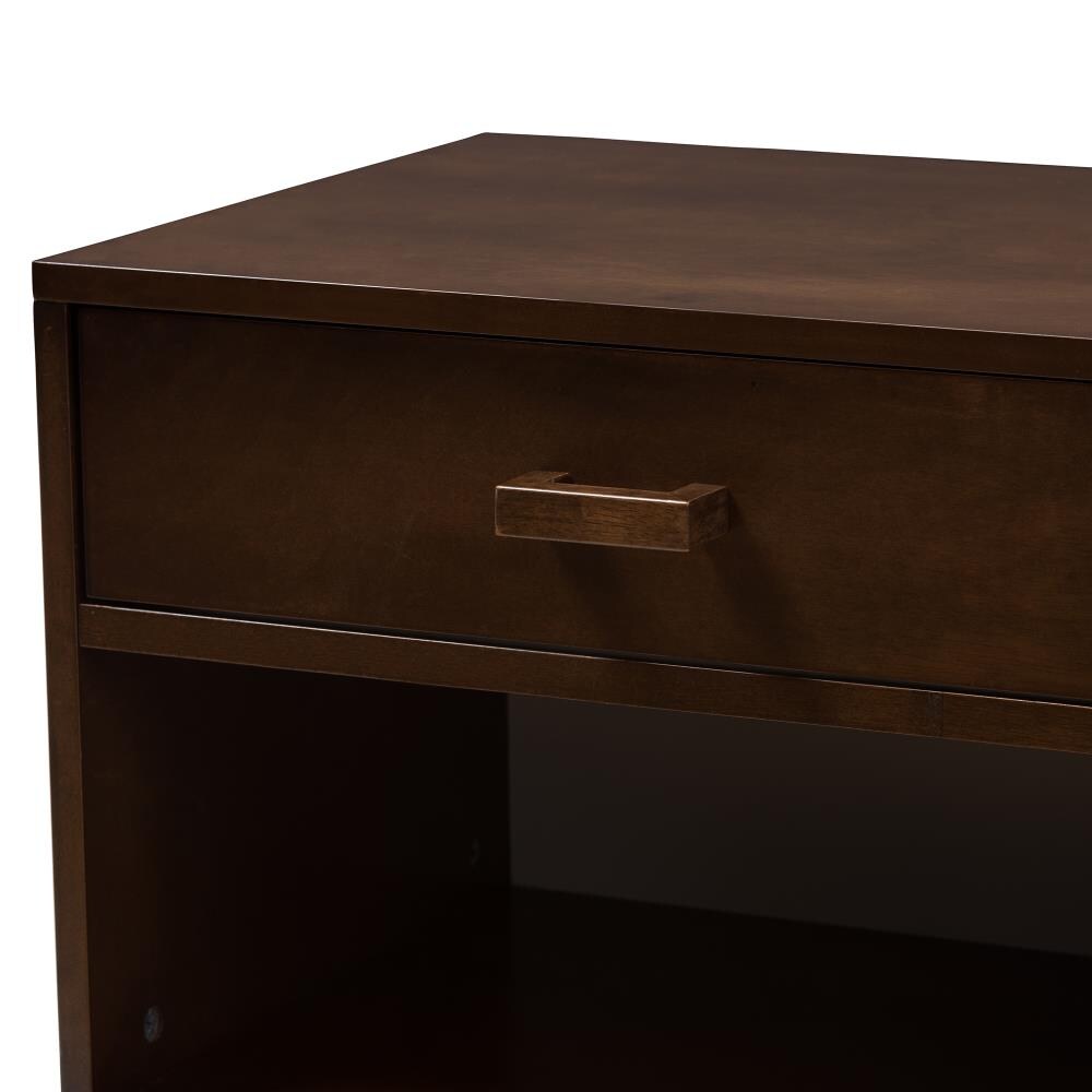 Baxton Studio Deirdre Walnut Rubberwood Nightstand at Lowes.com