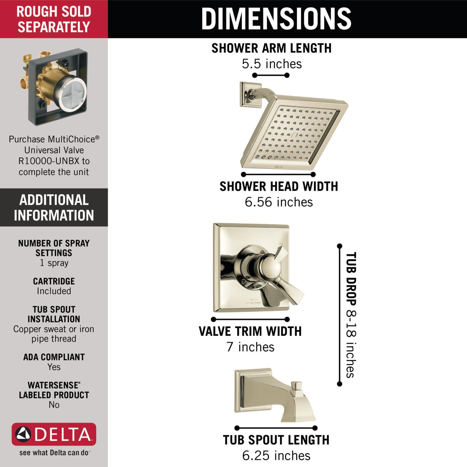 Delta T17451-PN Tub-Shower-Faucets - View #2