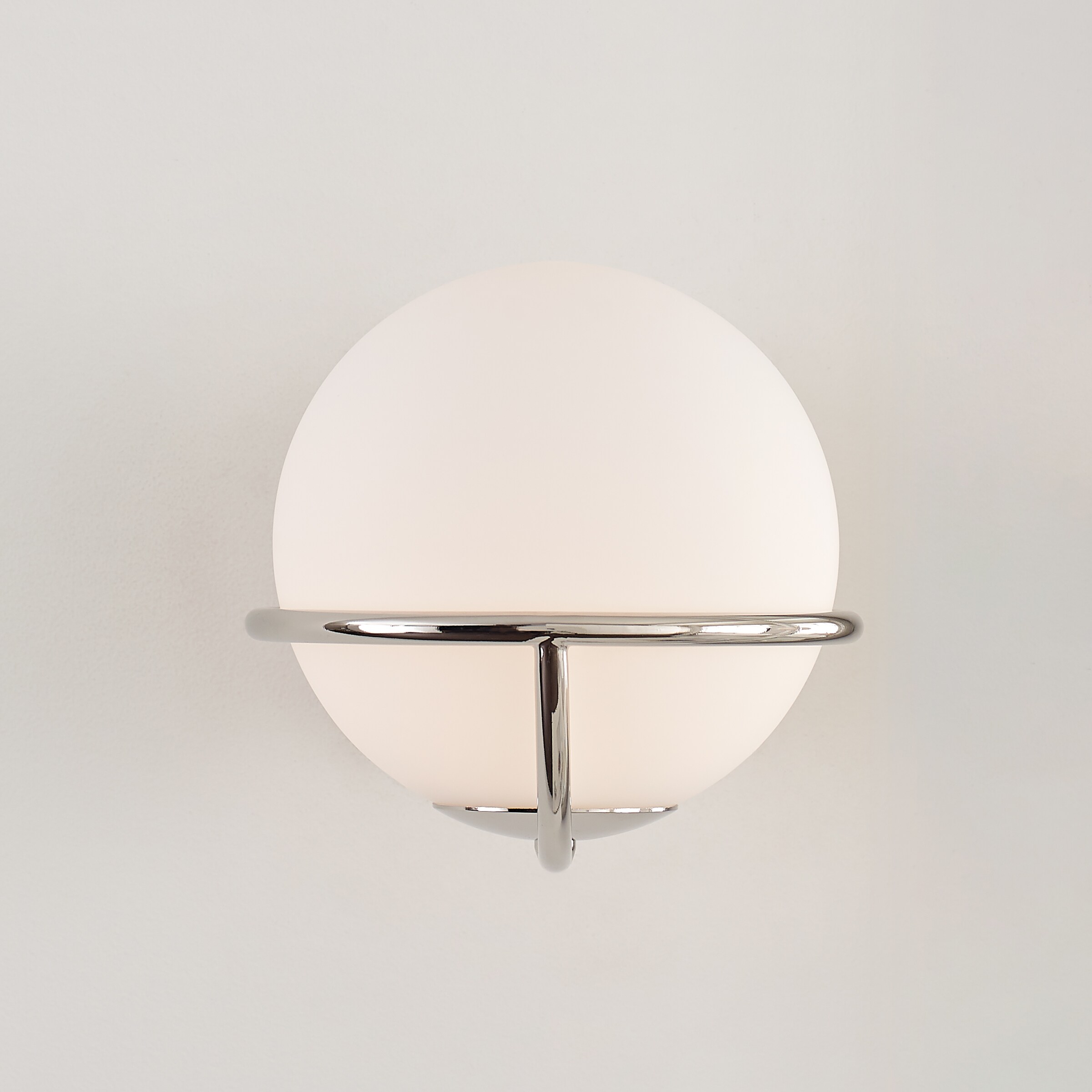 Ellen Crafted Polished Nickel 1-Light Wall Sconce with White Opal Glass