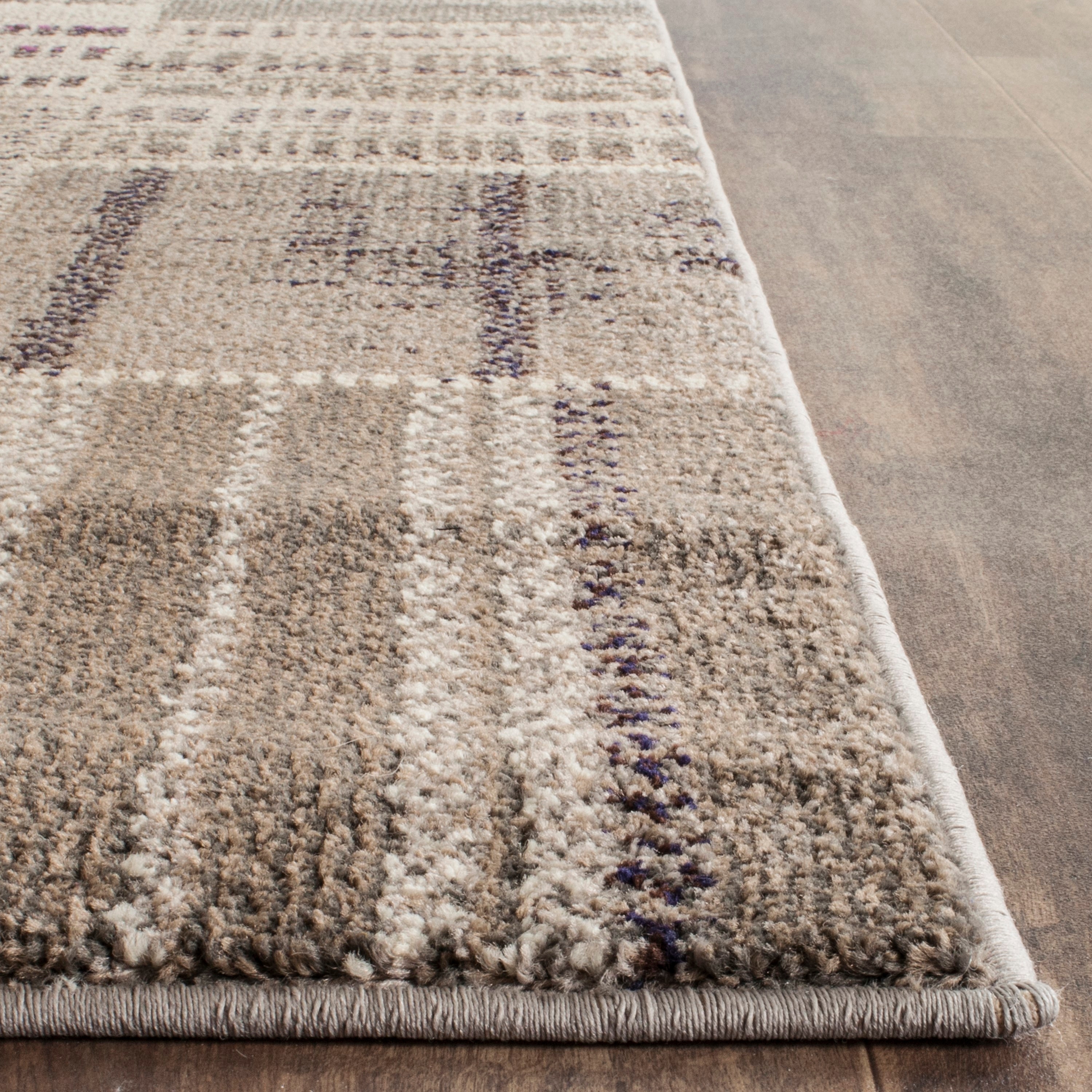 Grey Multi Geometric 3' x 5' Hand-Knotted Synthetic Area Rug