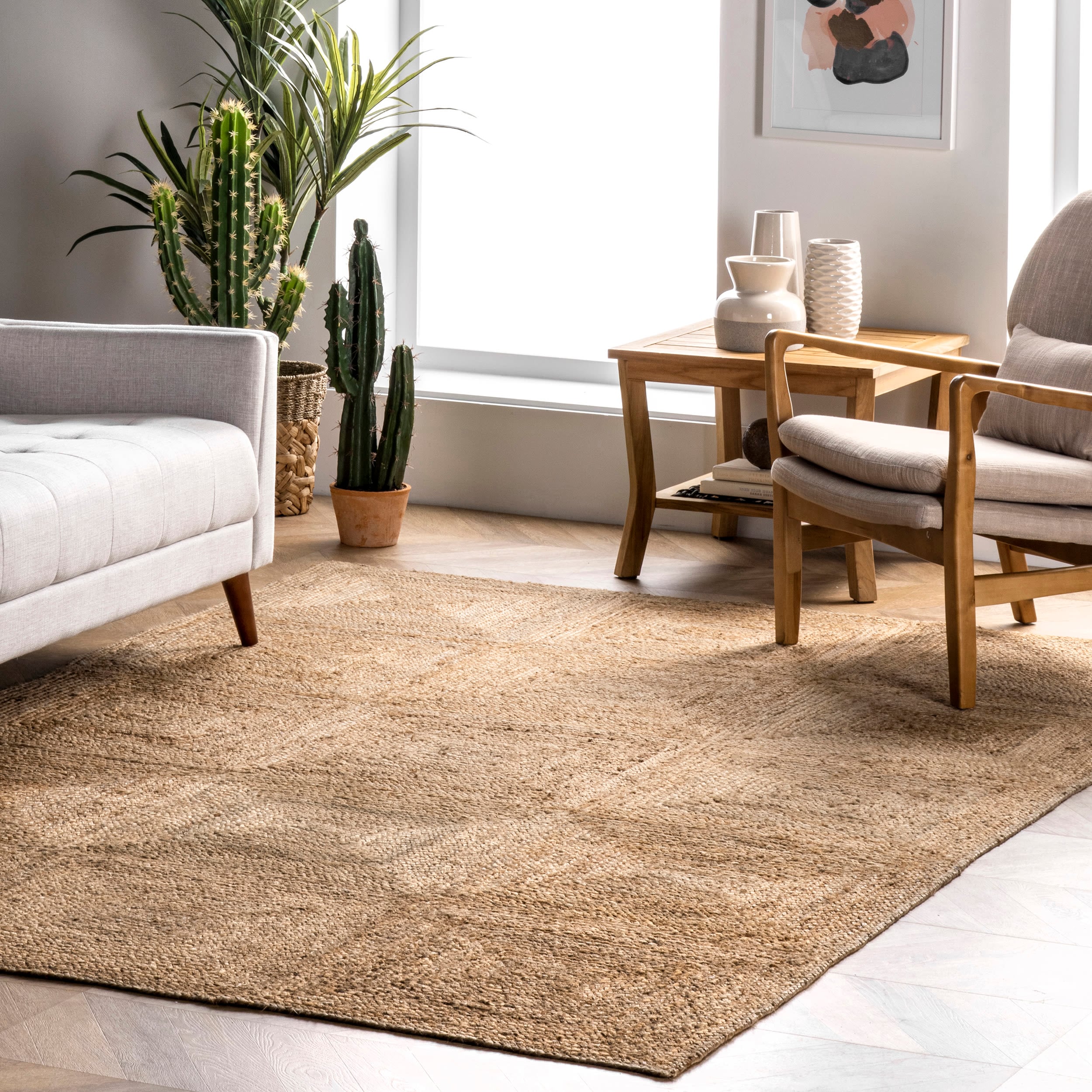 Natural Braided Jute Rectangular 4' x 6' Handmade Area Rug