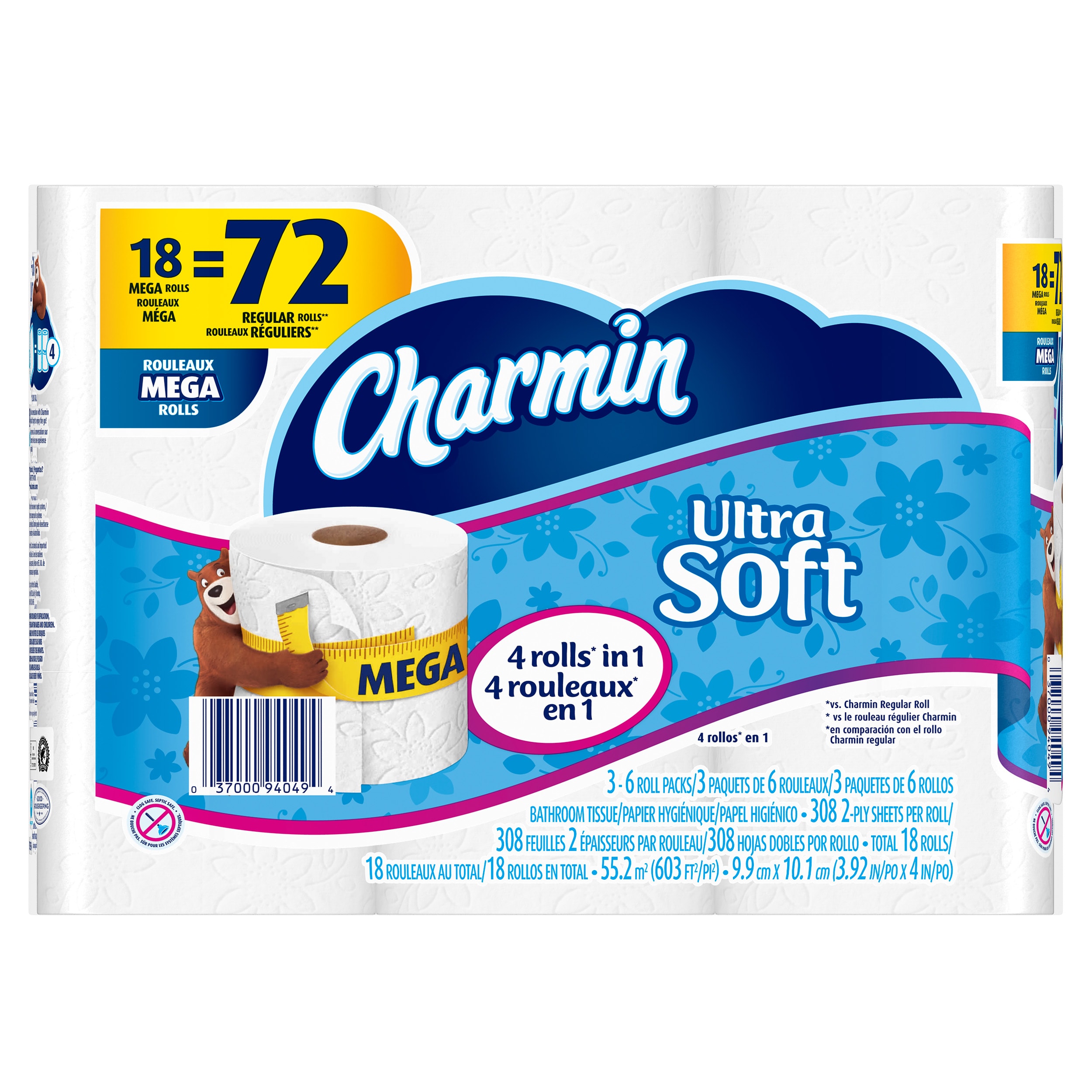 Charmin Ultra Soft Toilet Paper, 18 Mega Rolls