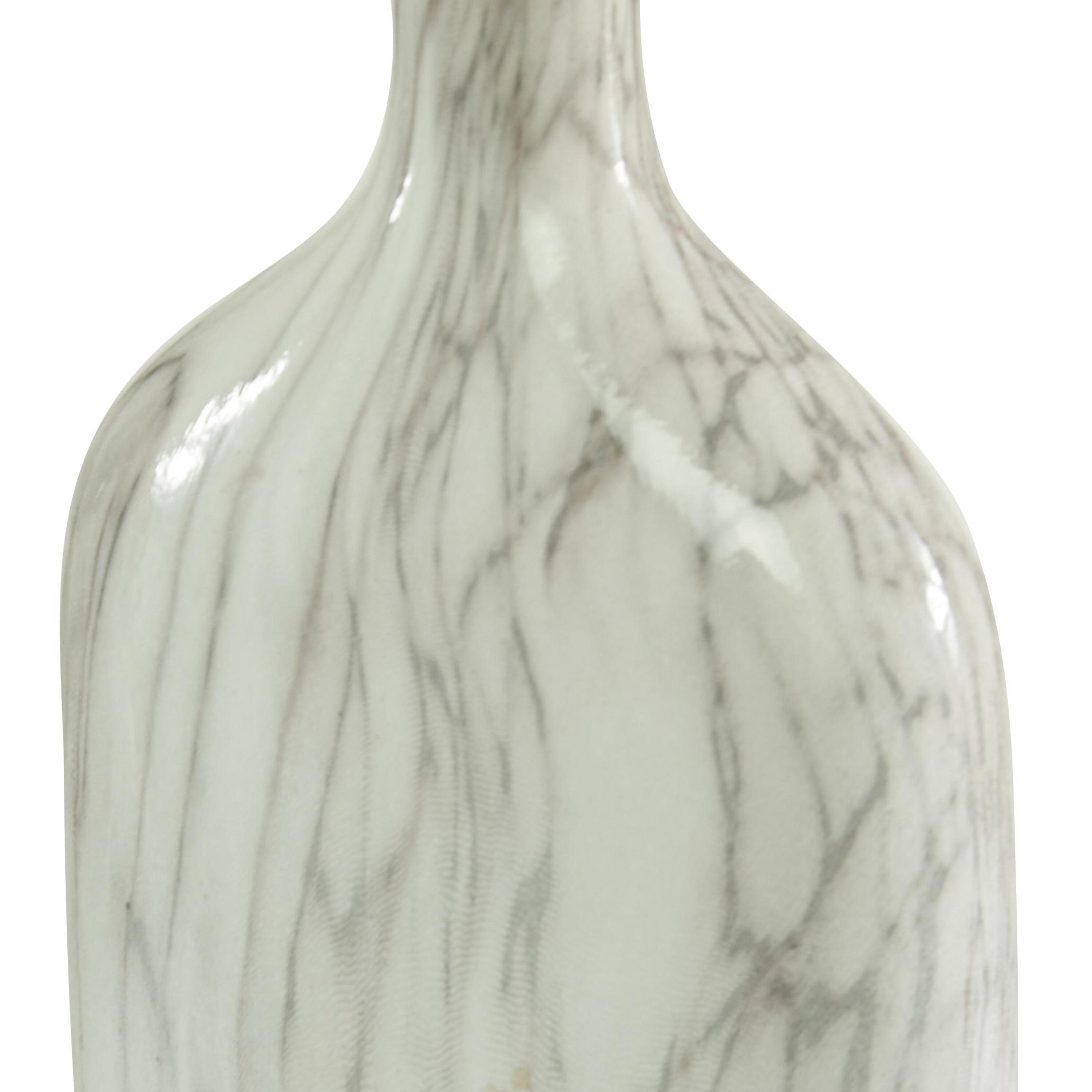 Gray Faux Marble Ceramic Decorative Vase Set, 6" x 3" x 13"