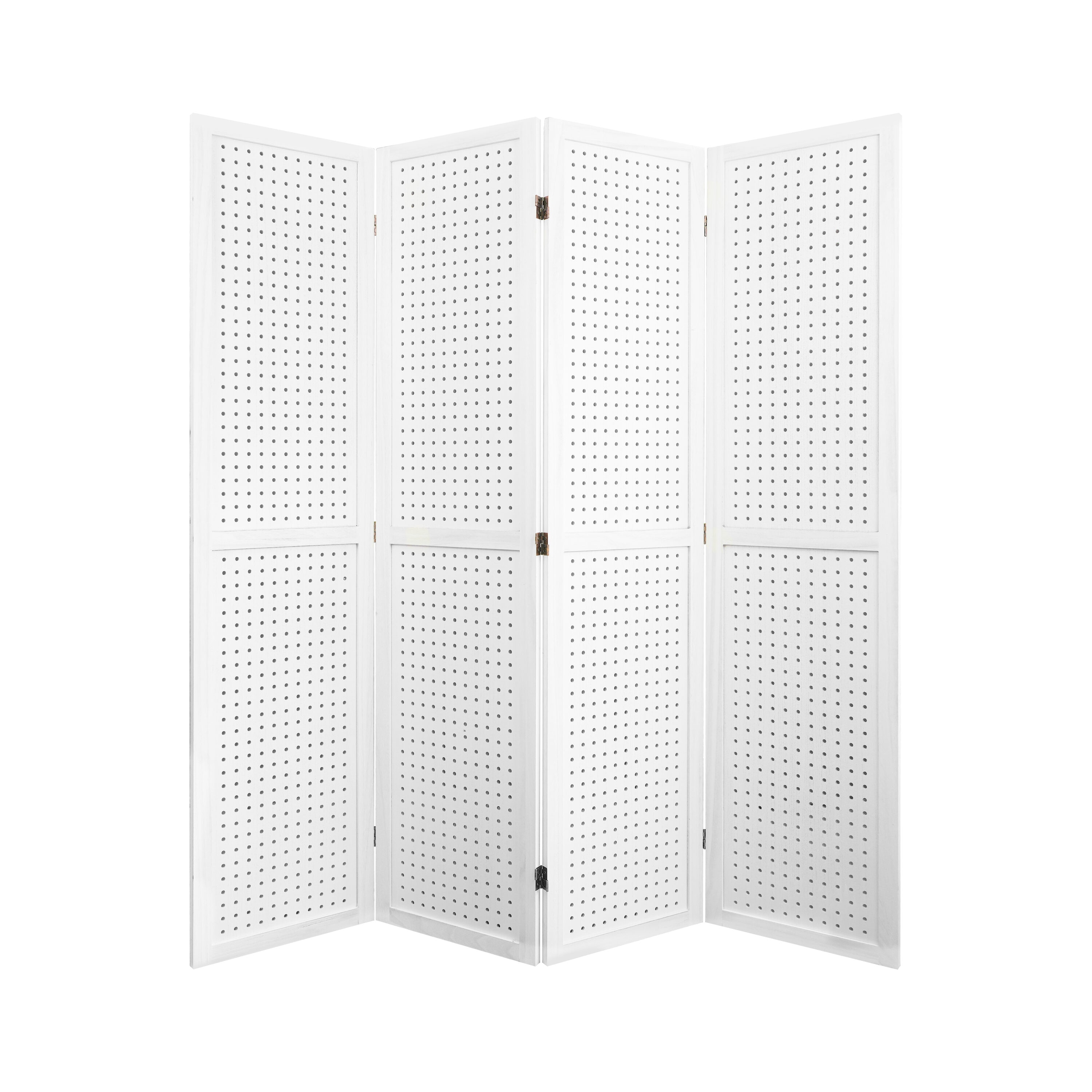 Maocao Hoom JLP189938 4 -Panel White Wood Folding Contemporary/Modern Style Room Divider