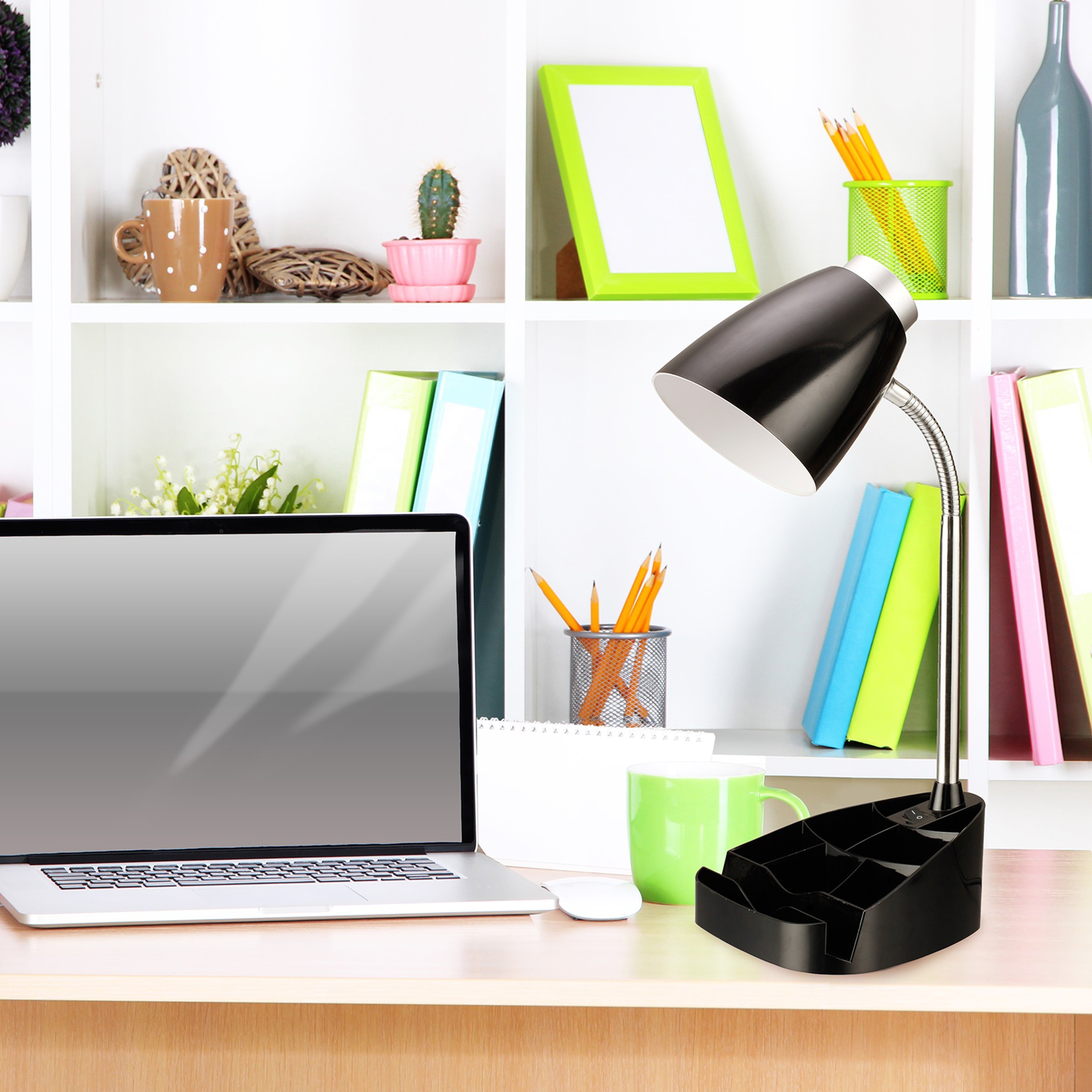 LimeLights LD1002-BLK 17.25-in Adjustable Black Swing-arm Desk Lamp with Plastic Shade