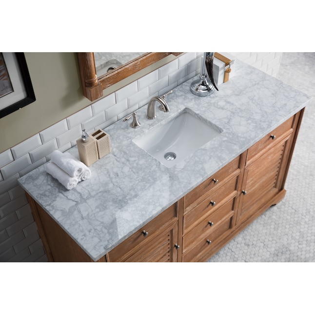 James Martin Vanities Savannah 60 In Driftwood Undermount Single Sink Bathroom Vanity With Carrara White Marble Top The Tops Department At Com - 60 Bathroom Vanity Top With Single Sink