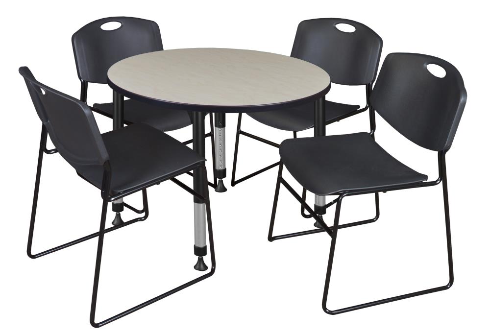 Regency TB42RNDPLAPBK44BK Classroom Tables Off-White 4-Person Training Table (42-in W x 34-in H)