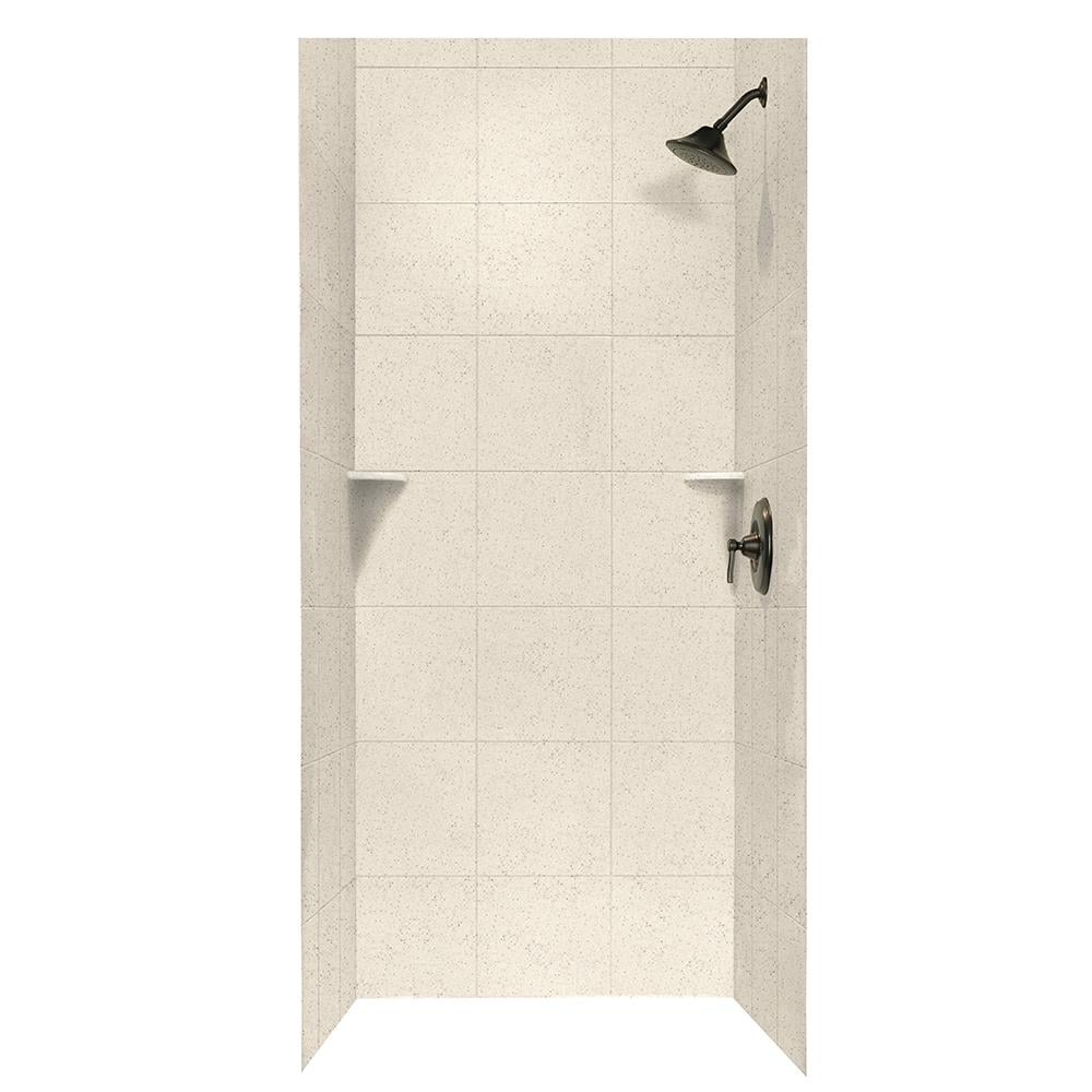 36-in W x 36-in D x 72.5-in H Tahiti Desert 3-Piece Glue Up Alcove Shower Panel Kit in White | - SWAN SQMK72-3636-050