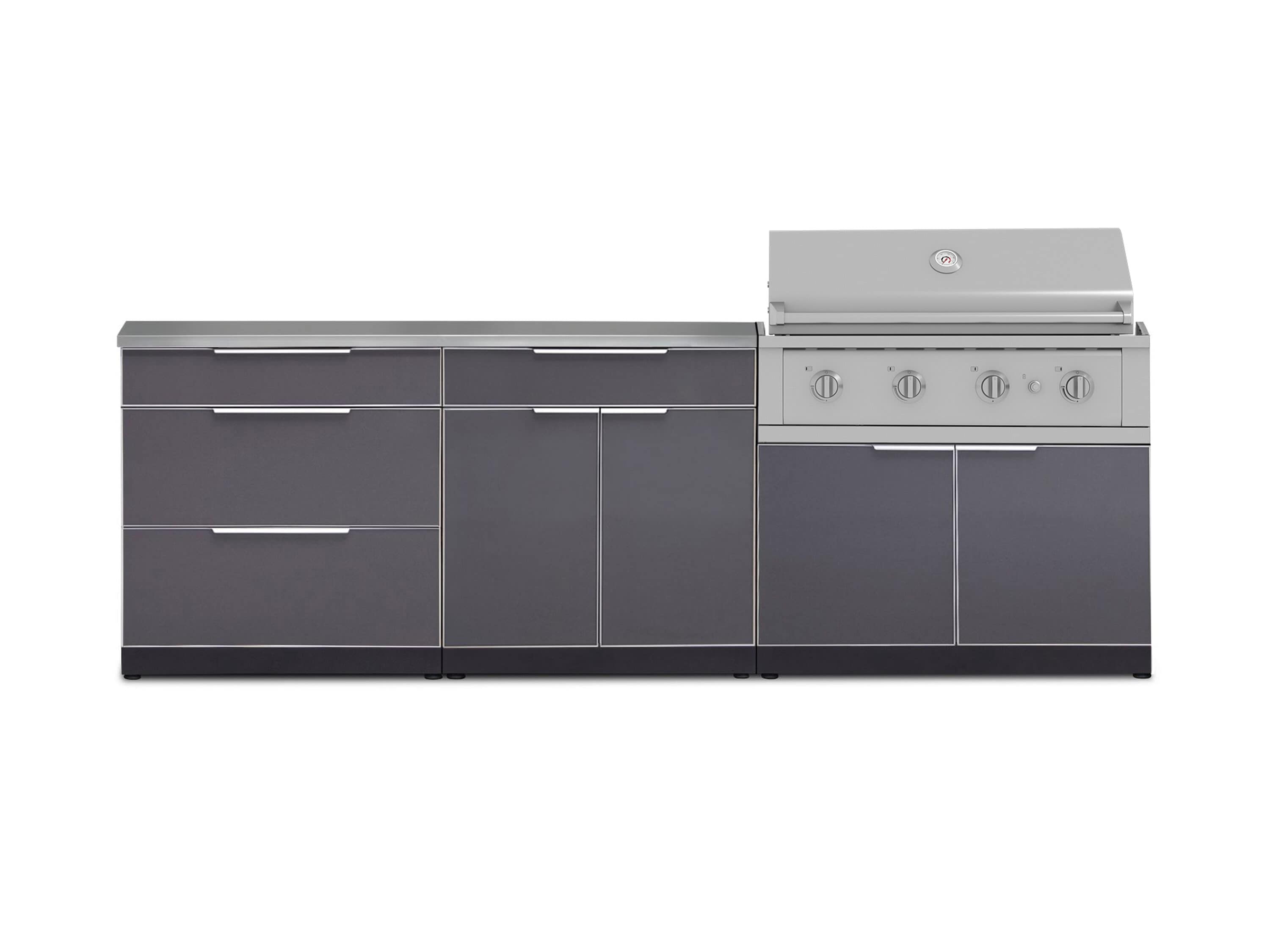 NewAge Products 71041 Classic Aluminum Cabinets Performance Gas Grill 5 -Piece 104-in W x 24-in D x 48.5-in H Modular Outdoor Kitchen Set 4 Burners