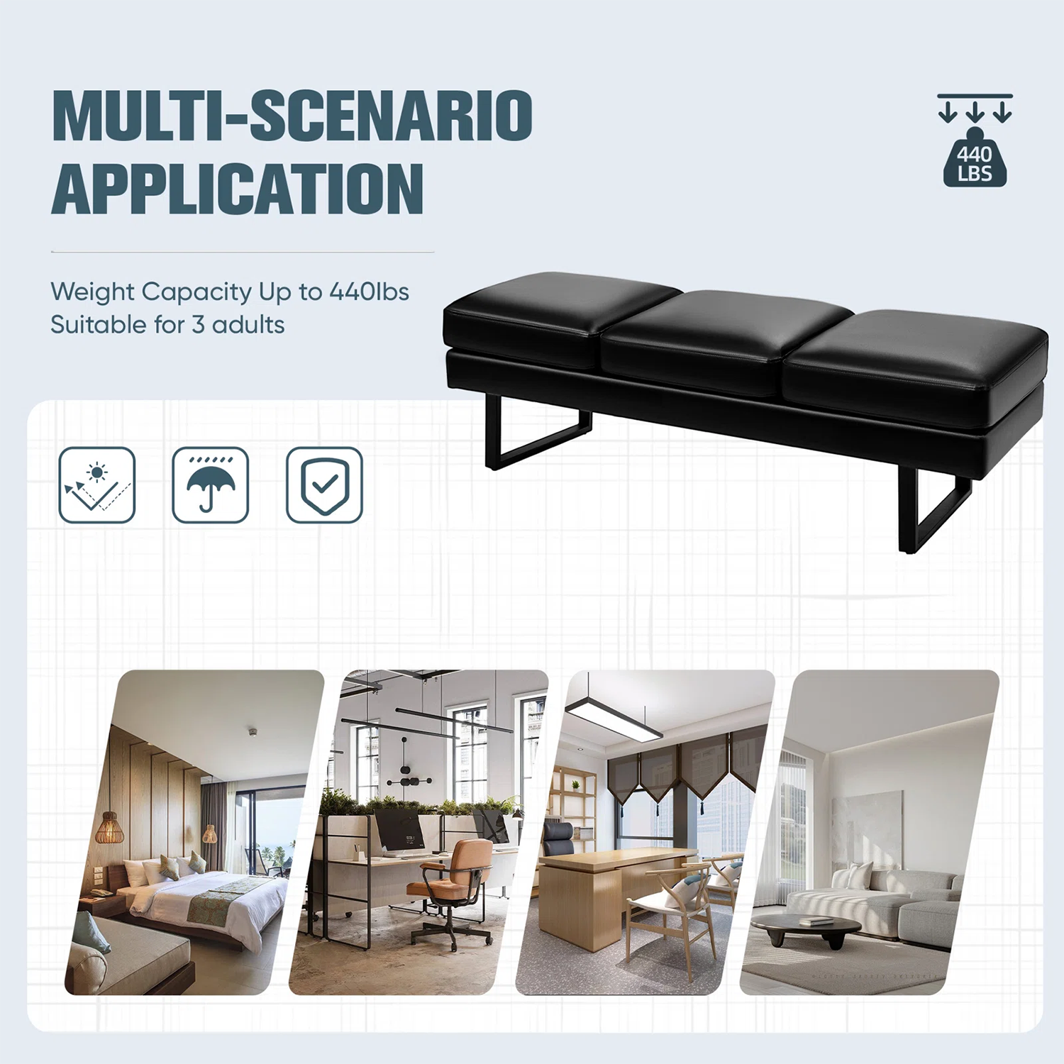 Vineego LS-LC22-0119-BK bench - View #6