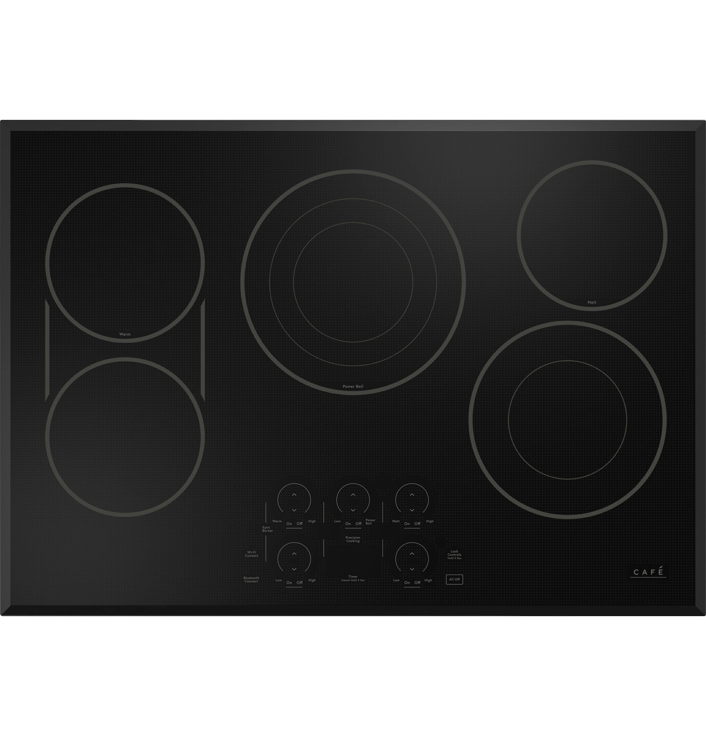 Cafe 30-in 5 Burners Smooth Surface (Radiant) Black Smart Electric Cooktop  in the Electric Cooktops department at