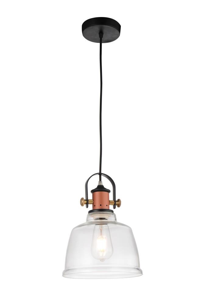 CWI Lighting Tower Bell Black and Copper Rustic Geometric Mini Pendant ...